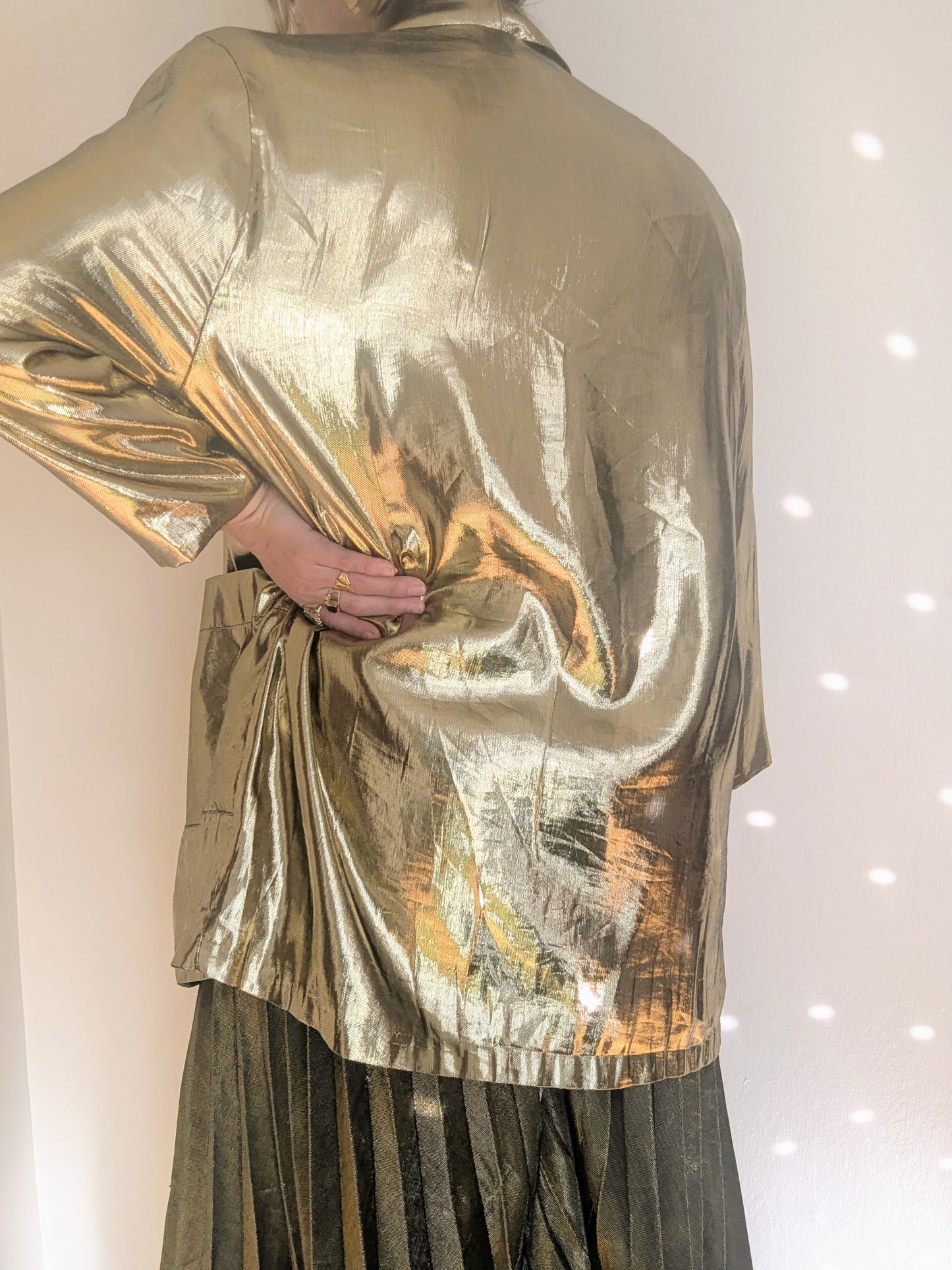 80s Gold Lamé Metallic Party Blazer