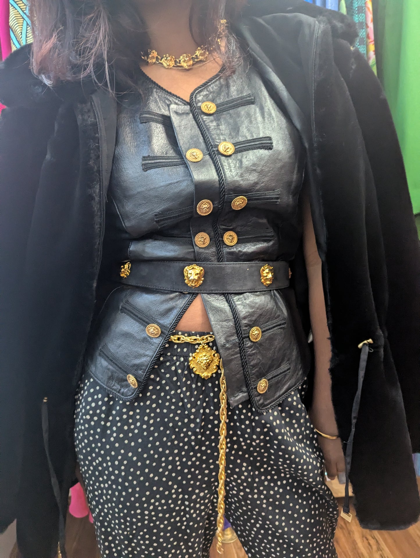 90s Double Breasted Leather Vest