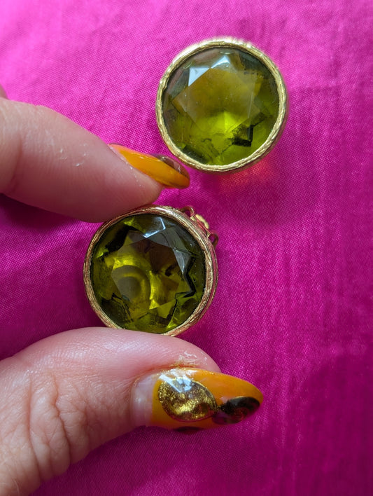 Vintage Green Stone Studs