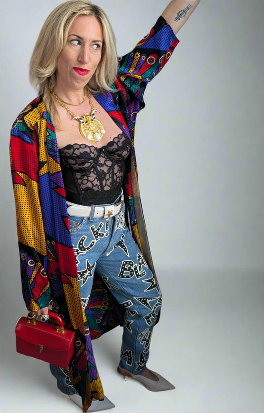 80s Primary Color Silk Duster