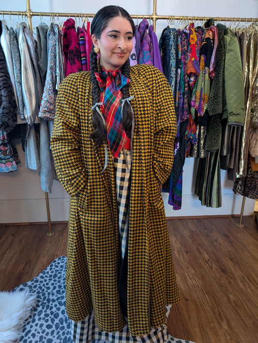 90s Houndstooth Swing Coat