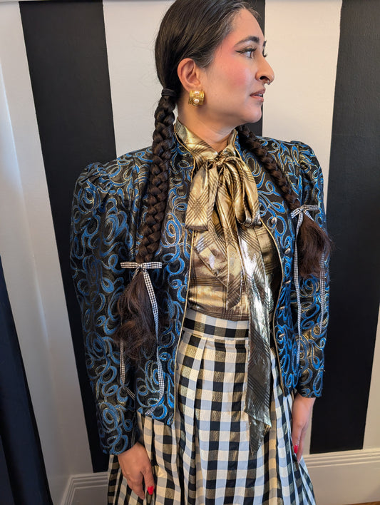 80s Guy Laroche Metallic Peplum Jacket
