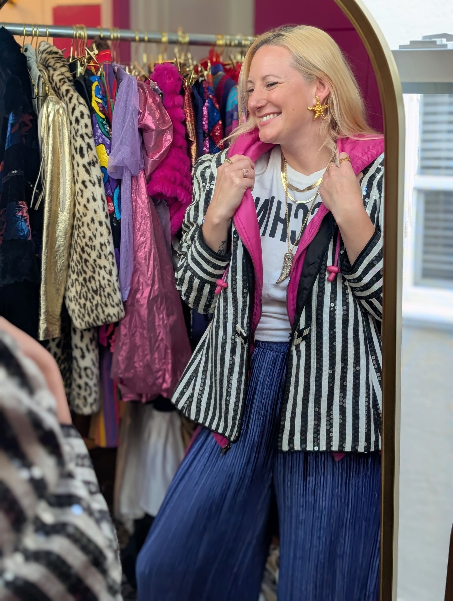80s Sequin Covered Striped Jacket