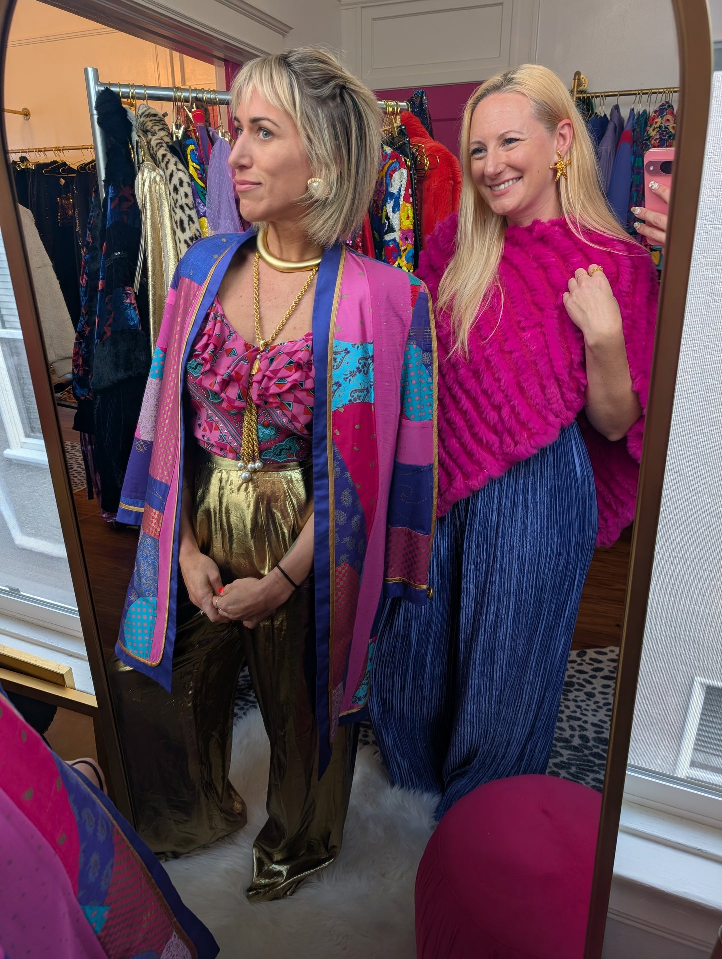 Hot Pink Rabbit Fur Poncho