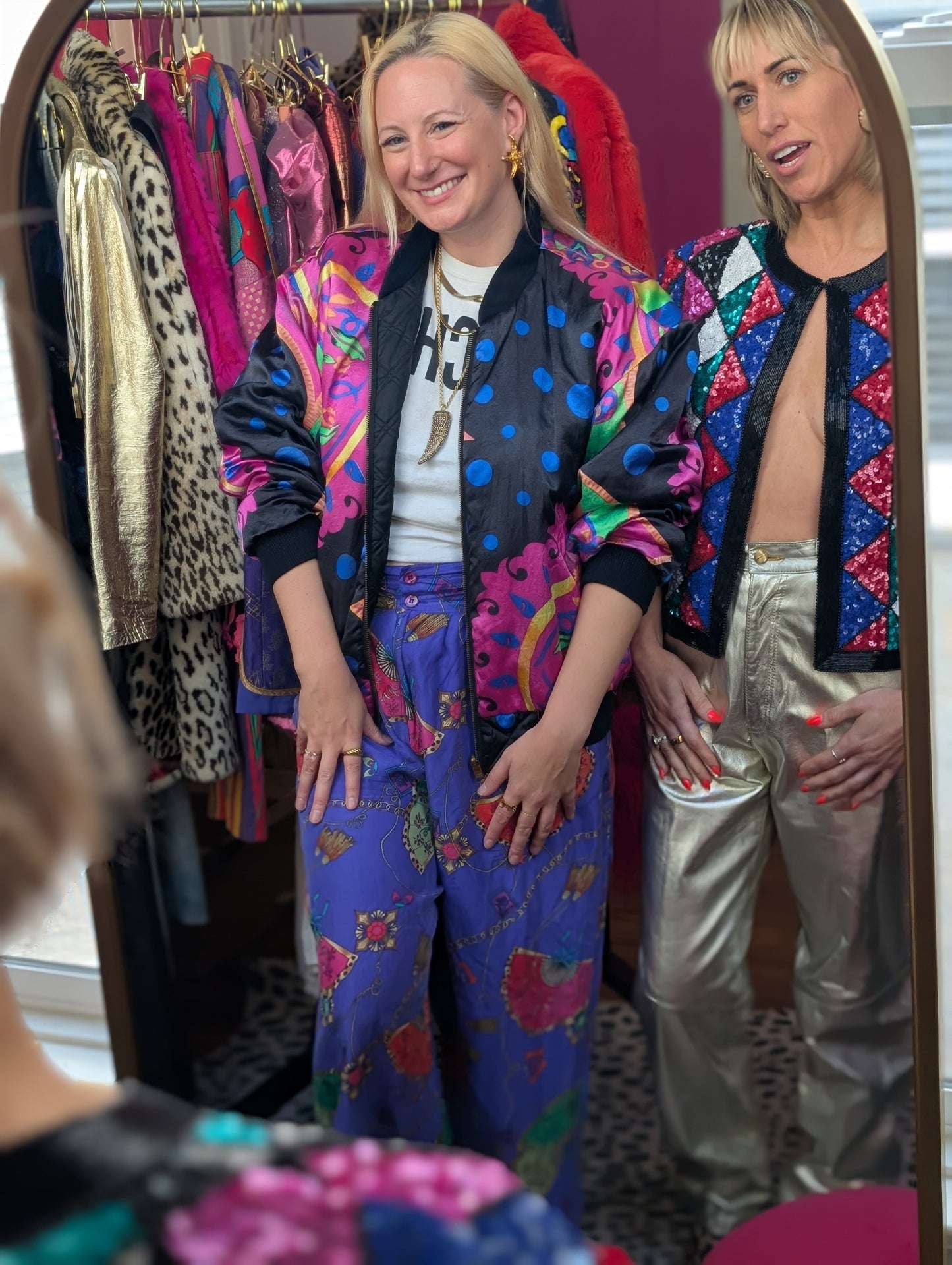 90s Reversible Printed Satin Bomber