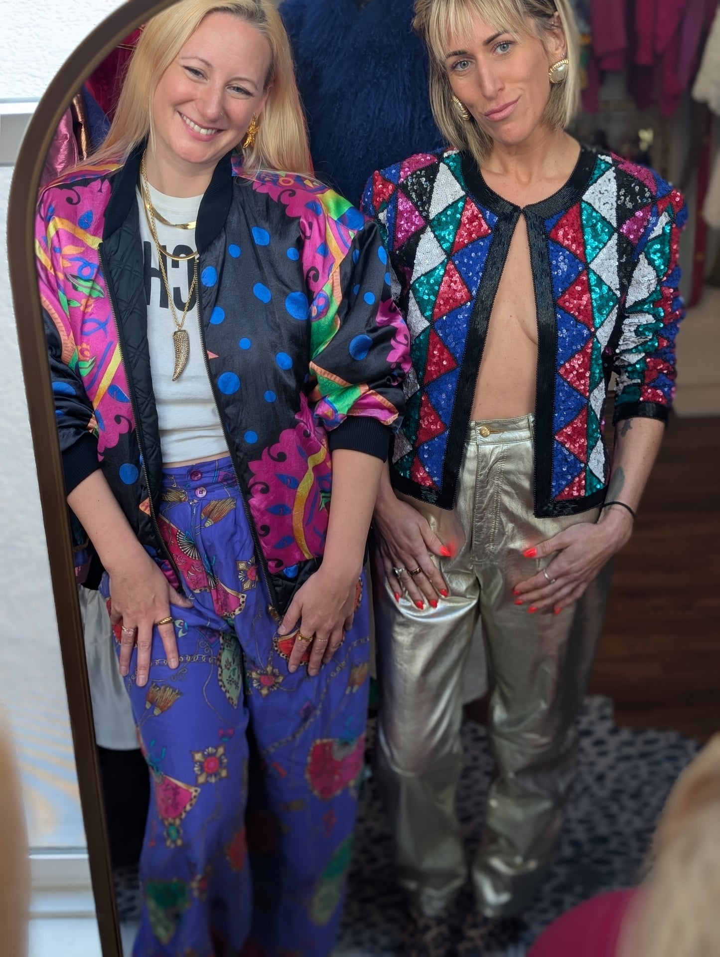 90s Reversible Printed Satin Bomber