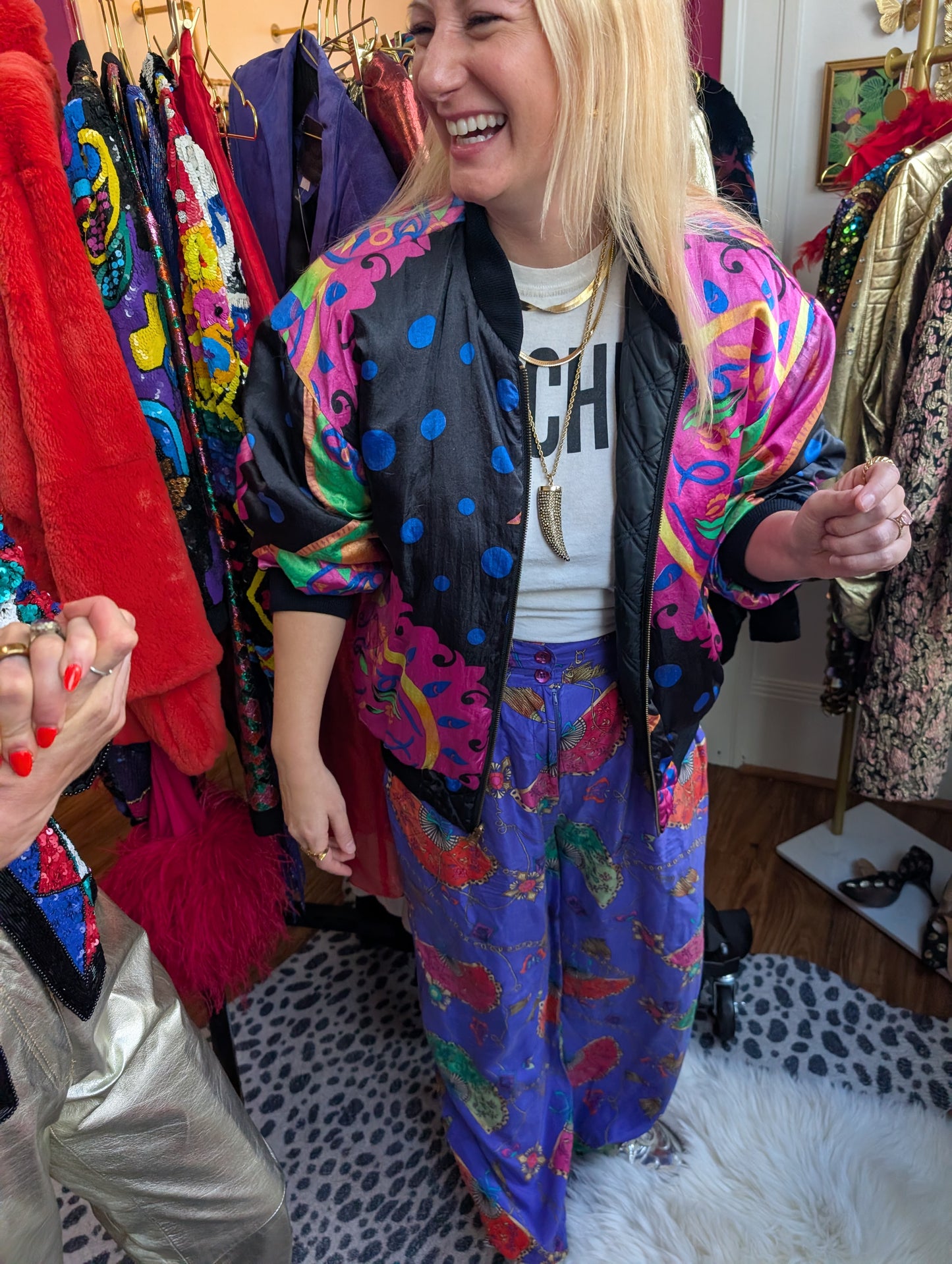 90s Reversible Printed Satin Bomber