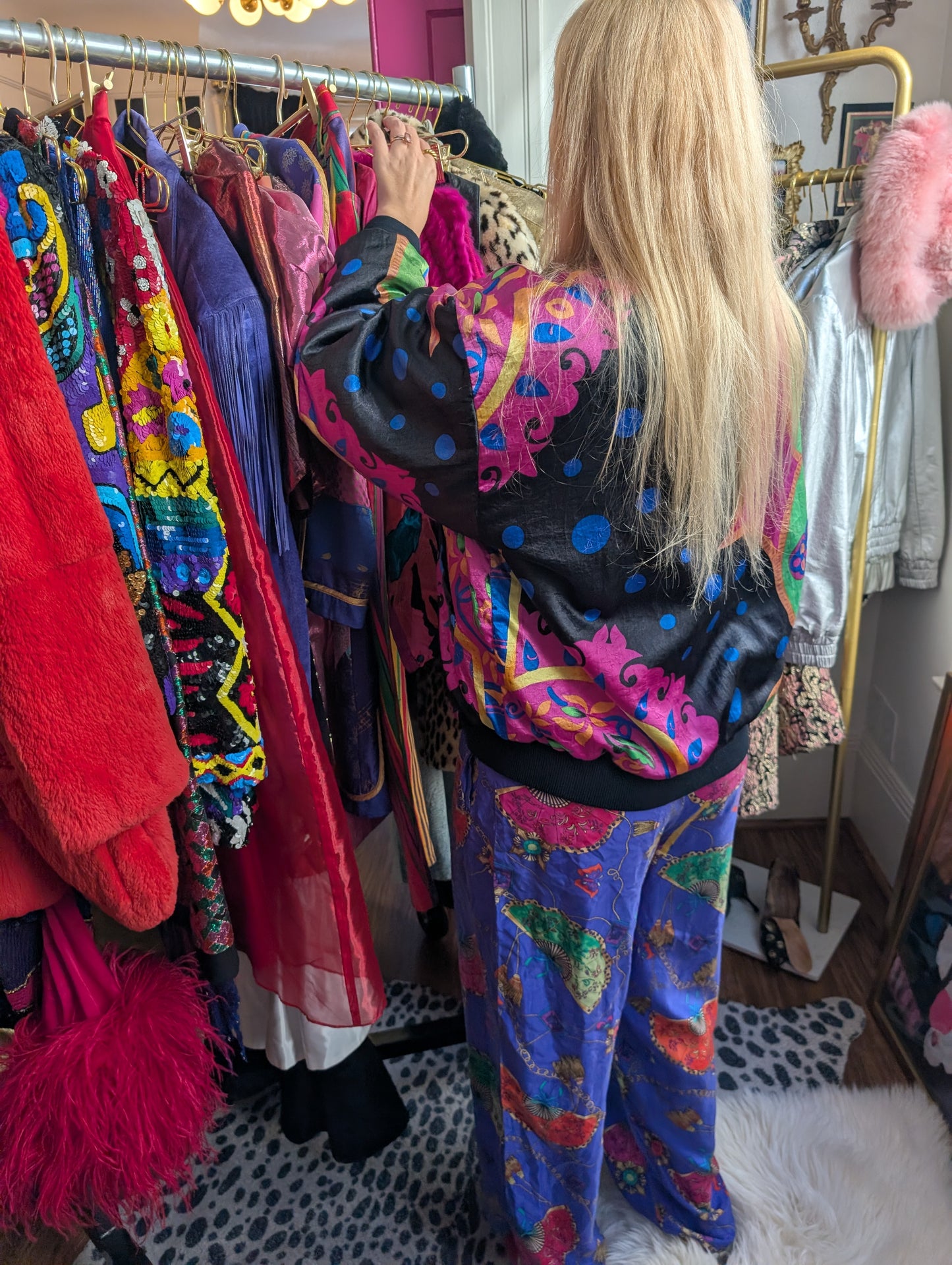 90s Reversible Printed Satin Bomber