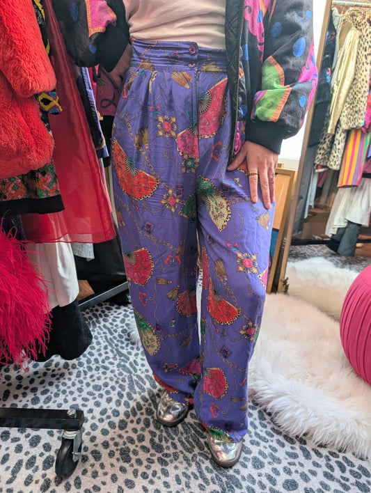 90s Silk Printed Trousers