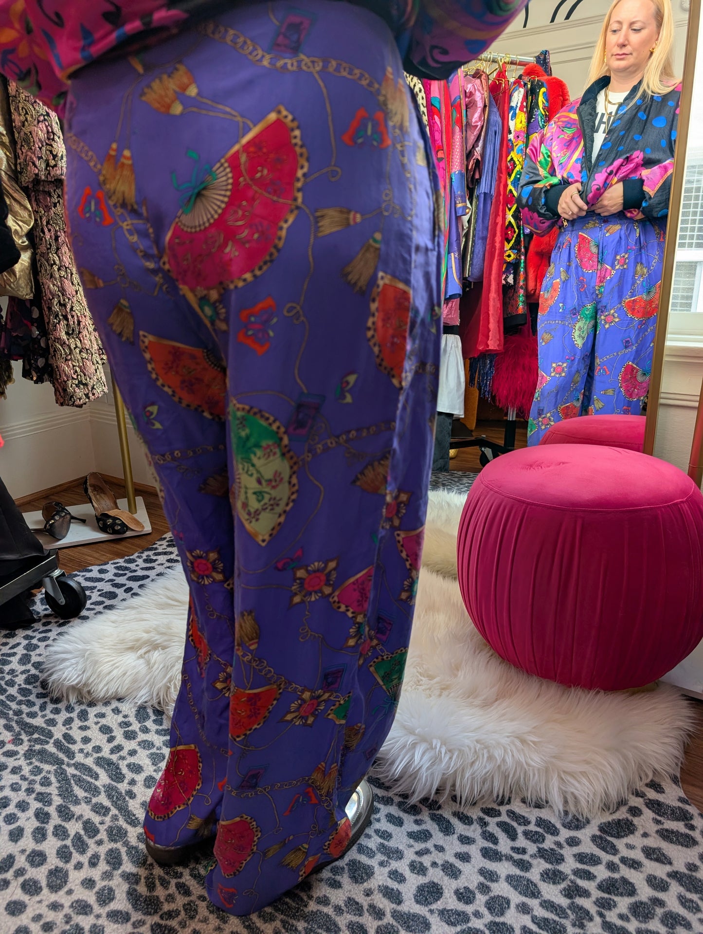 90s Silk Printed Trousers