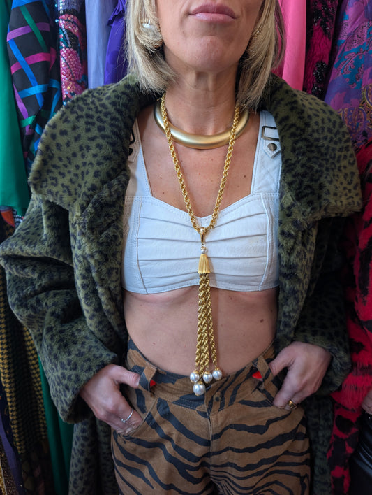 80s Leather Bra Cropped Top