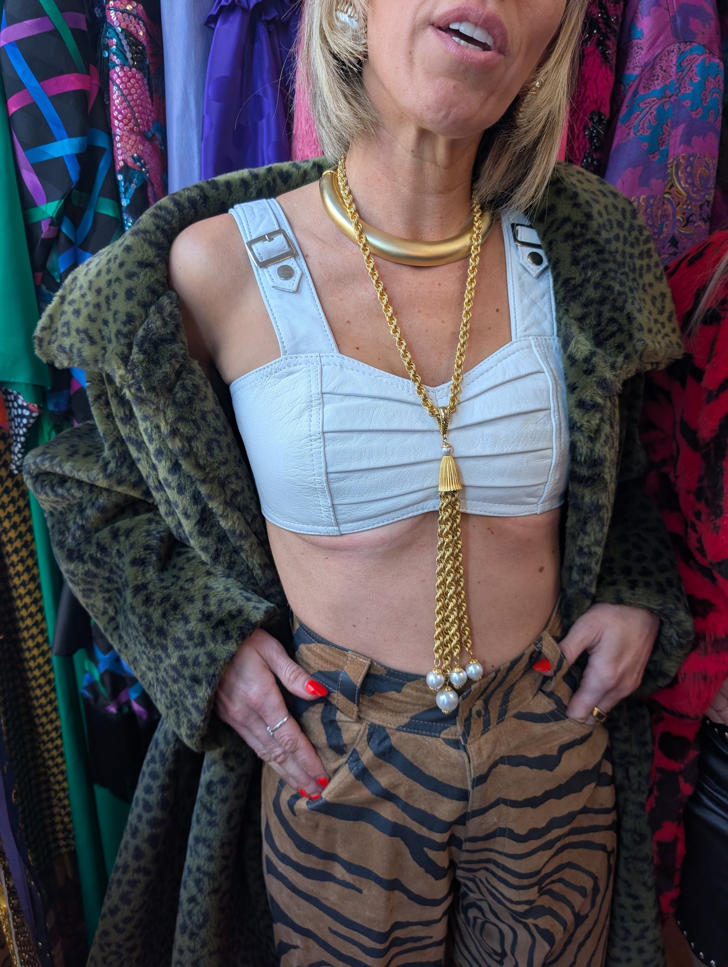 80s Leather Bra Cropped Top