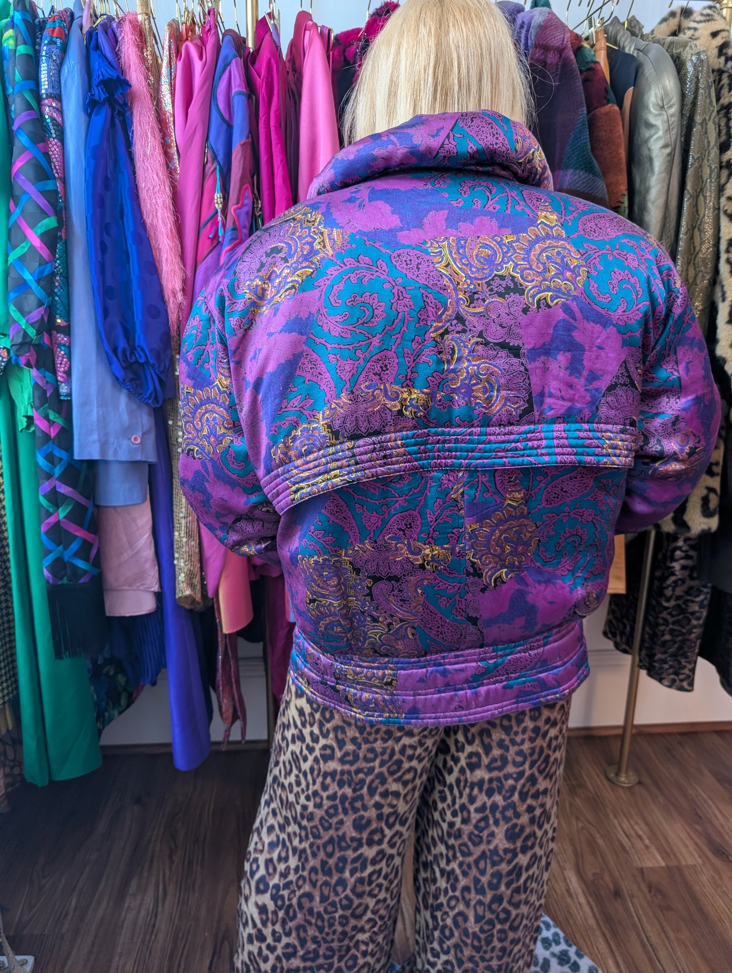 90s Bill Blass Paisley Puffer Jacket