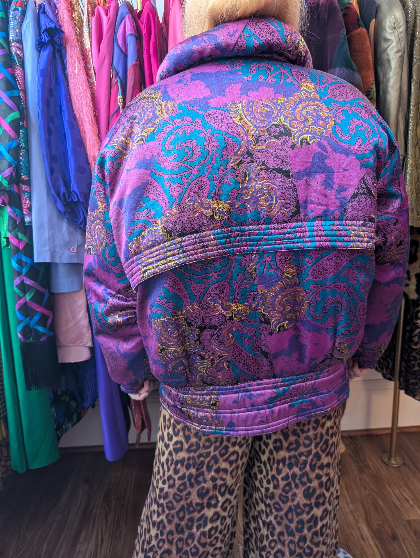 90s Bill Blass Paisley Puffer Jacket