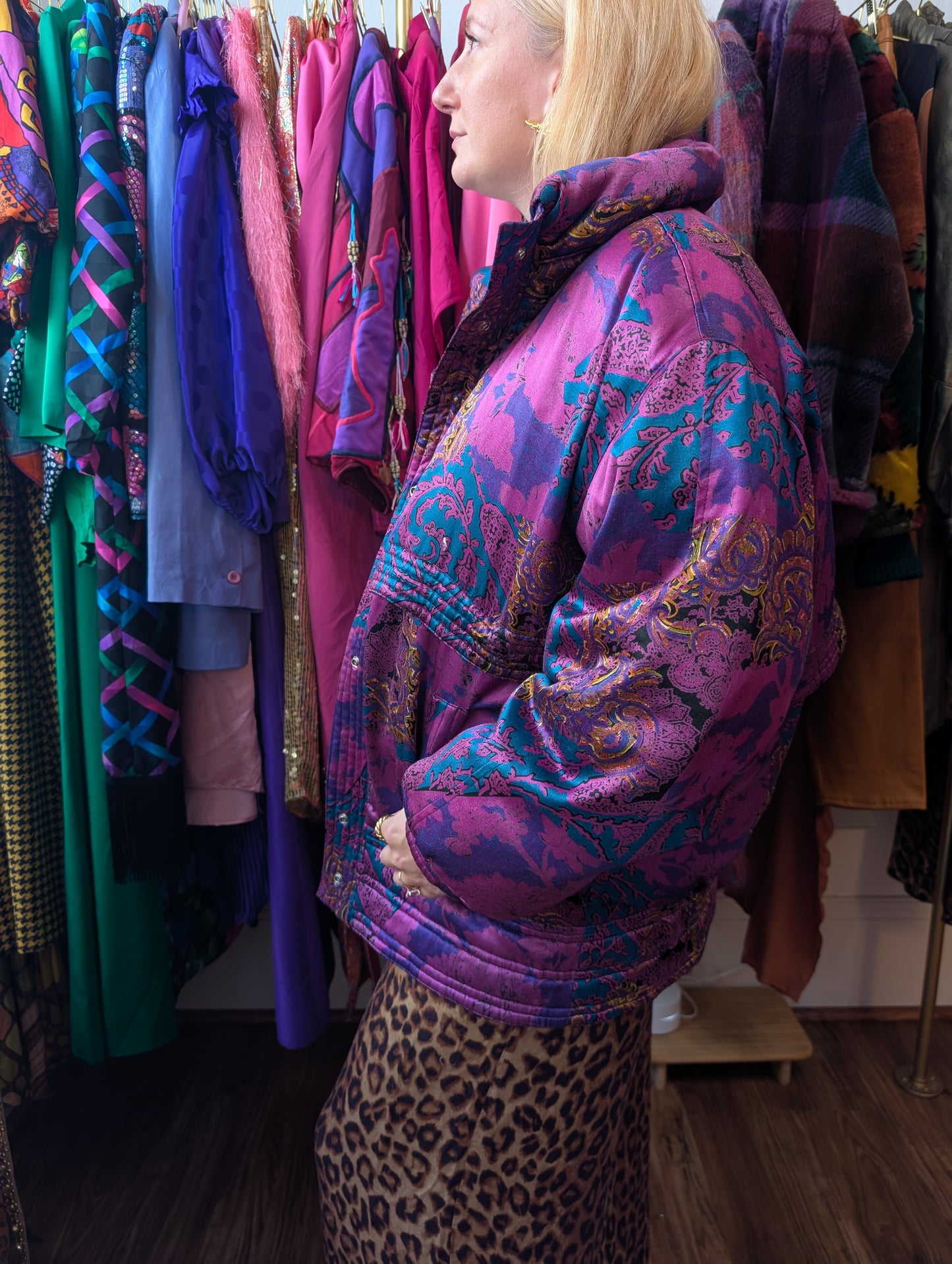 90s Bill Blass Paisley Puffer Jacket
