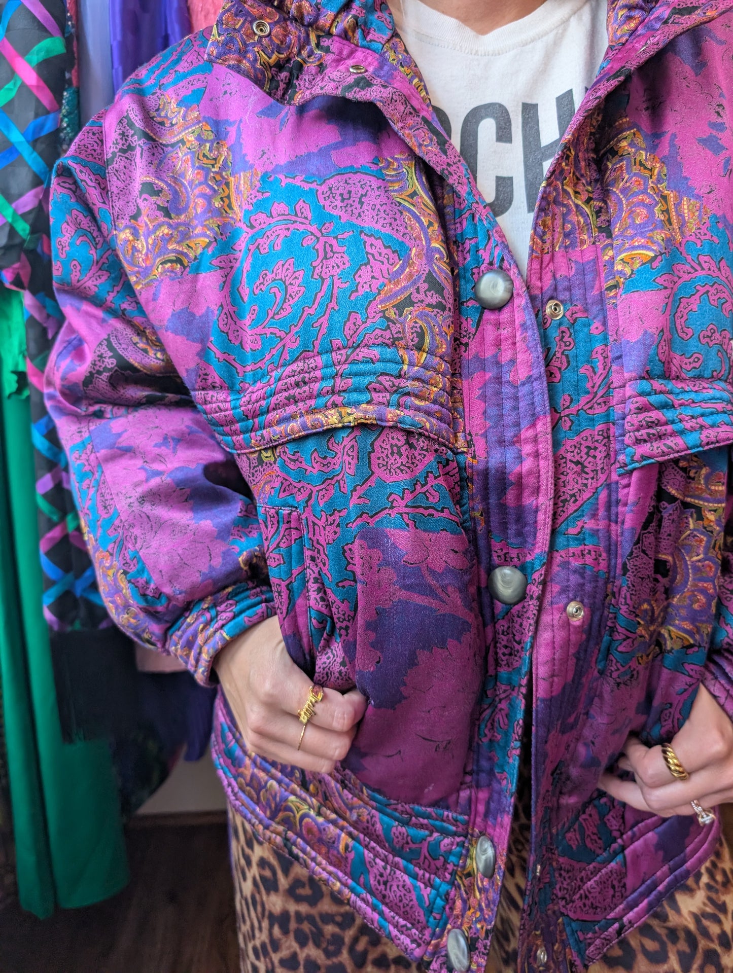 90s Bill Blass Paisley Puffer Jacket