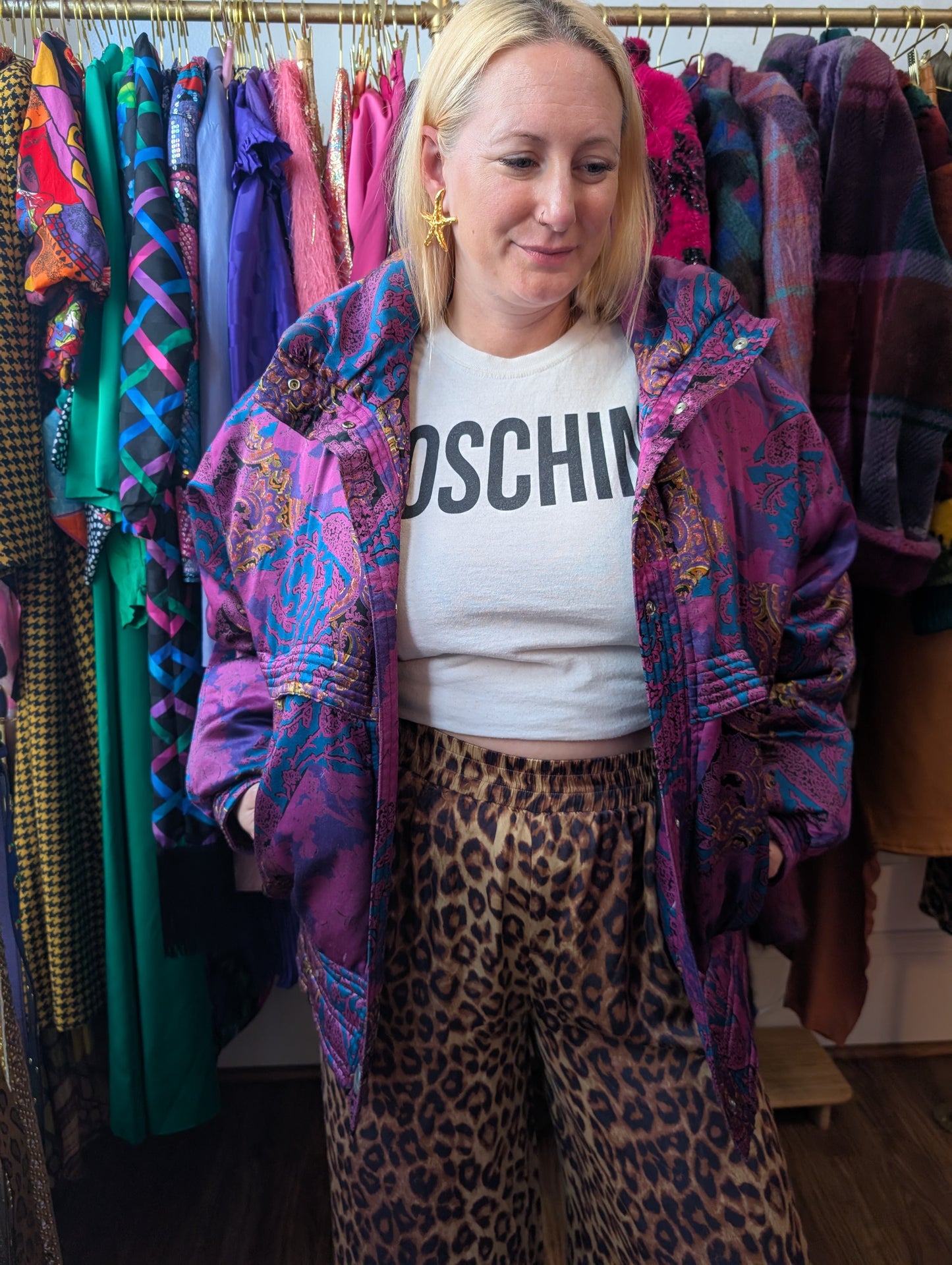 90s Bill Blass Paisley Puffer Jacket