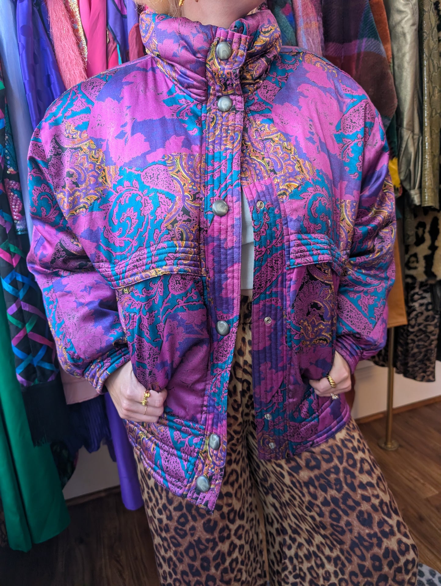 90s Bill Blass Paisley Puffer Jacket
