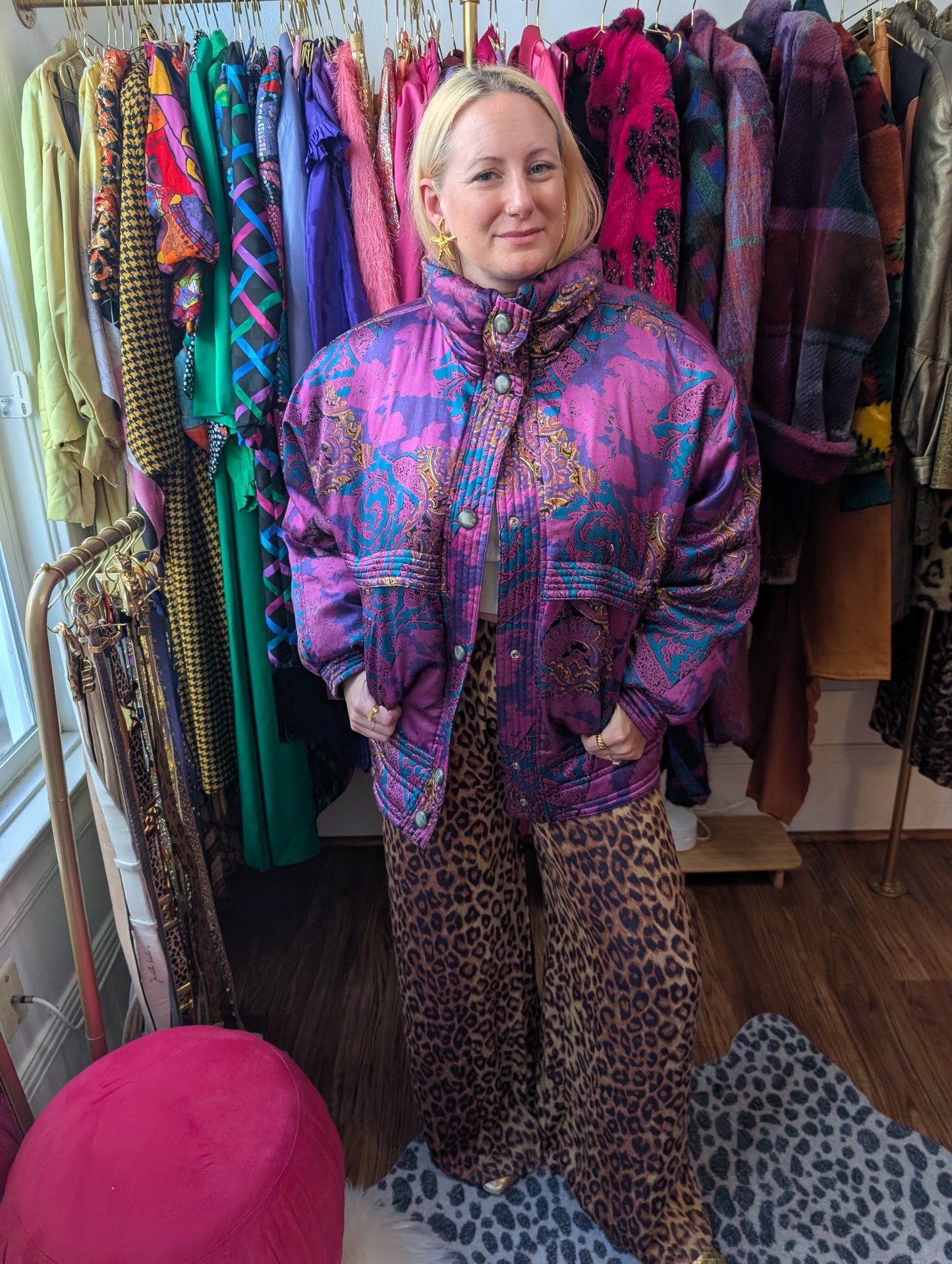 90s Bill Blass Paisley Puffer Jacket