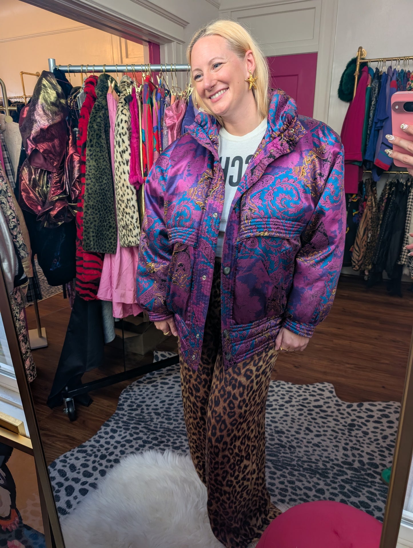 90s Bill Blass Paisley Puffer Jacket