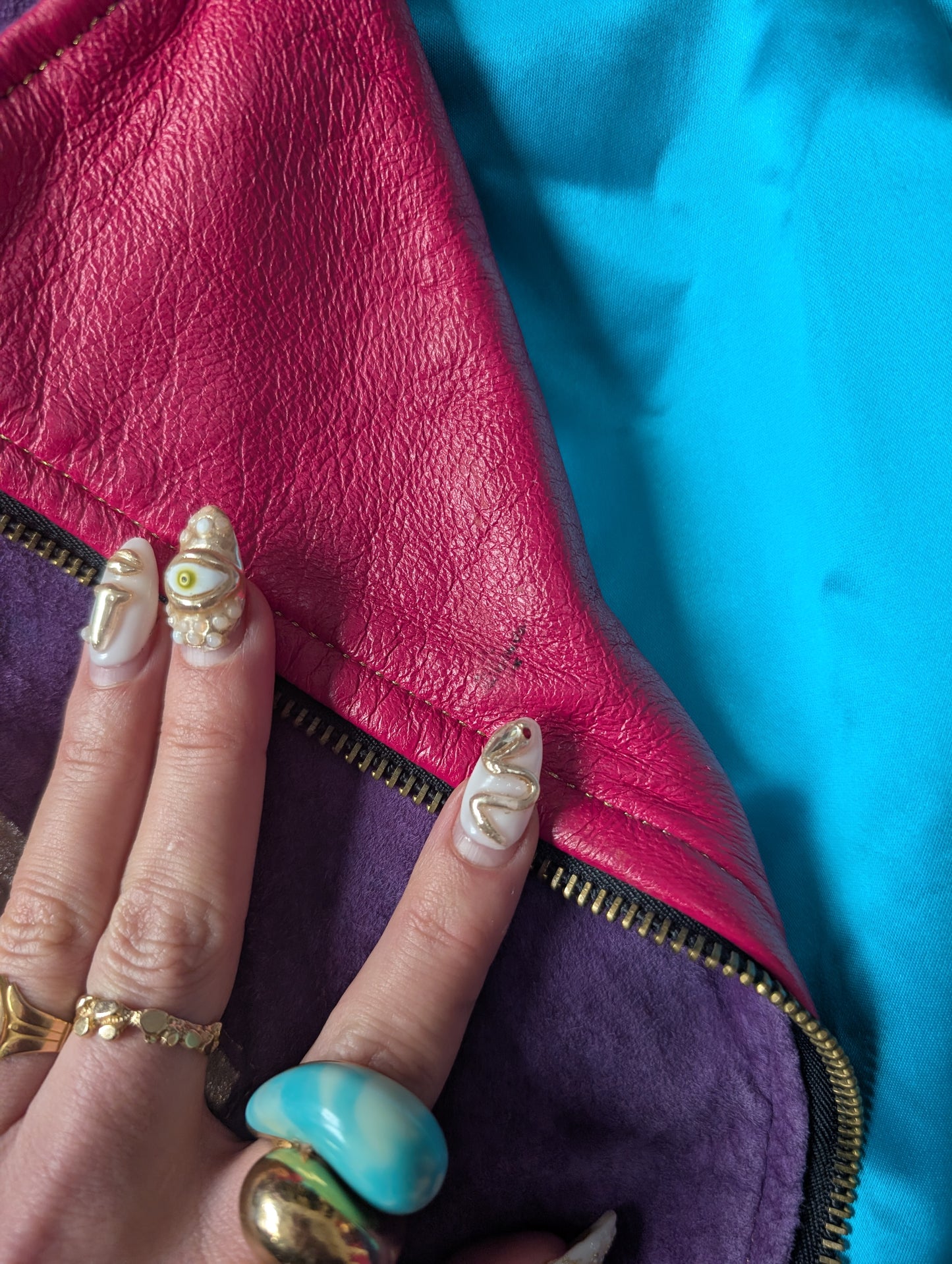 80s Color-block Leather & Suede Moto Jacket