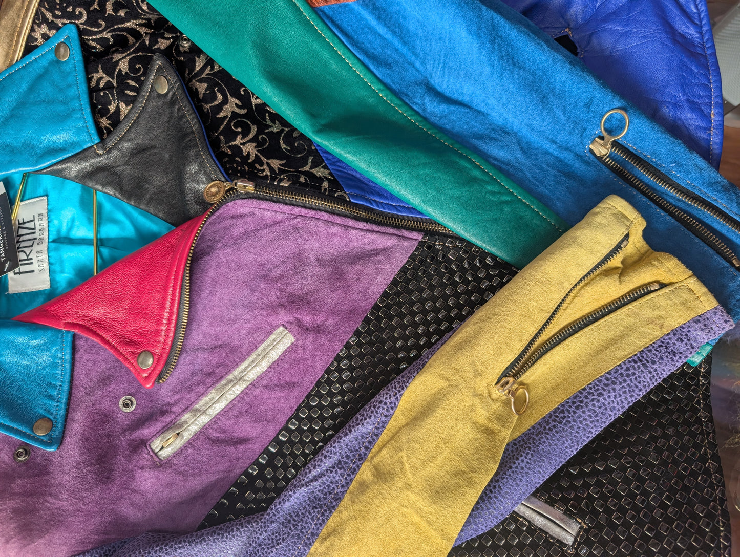 80s Color-block Leather & Suede Moto Jacket