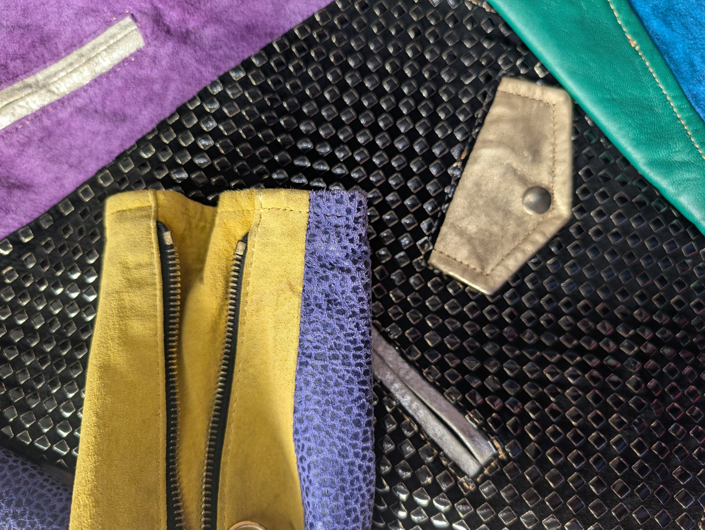 80s Color-block Leather & Suede Moto Jacket