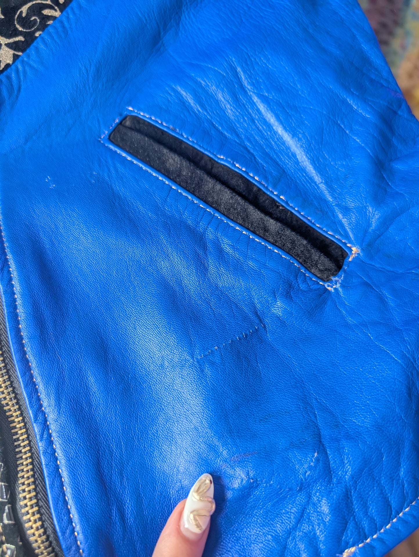 80s Color-block Leather & Suede Moto Jacket