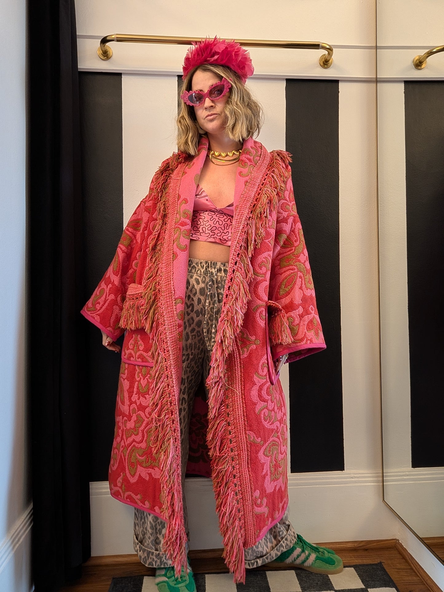 The Loretta Fringe Jacket | Light Pink & Khaki