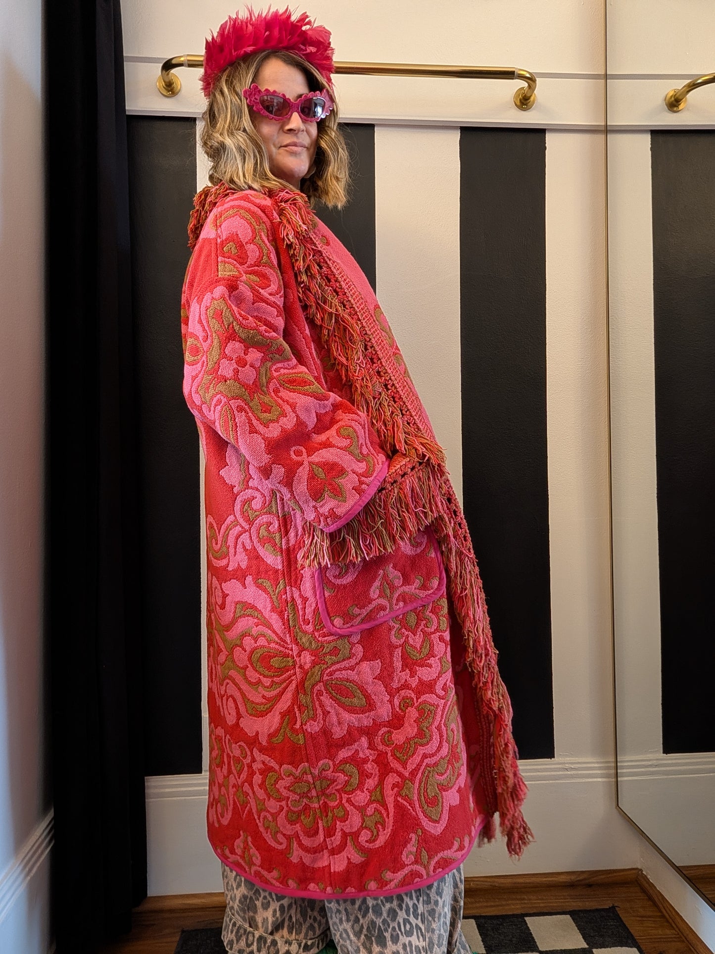 The Loretta Fringe Jacket | Light Pink & Khaki