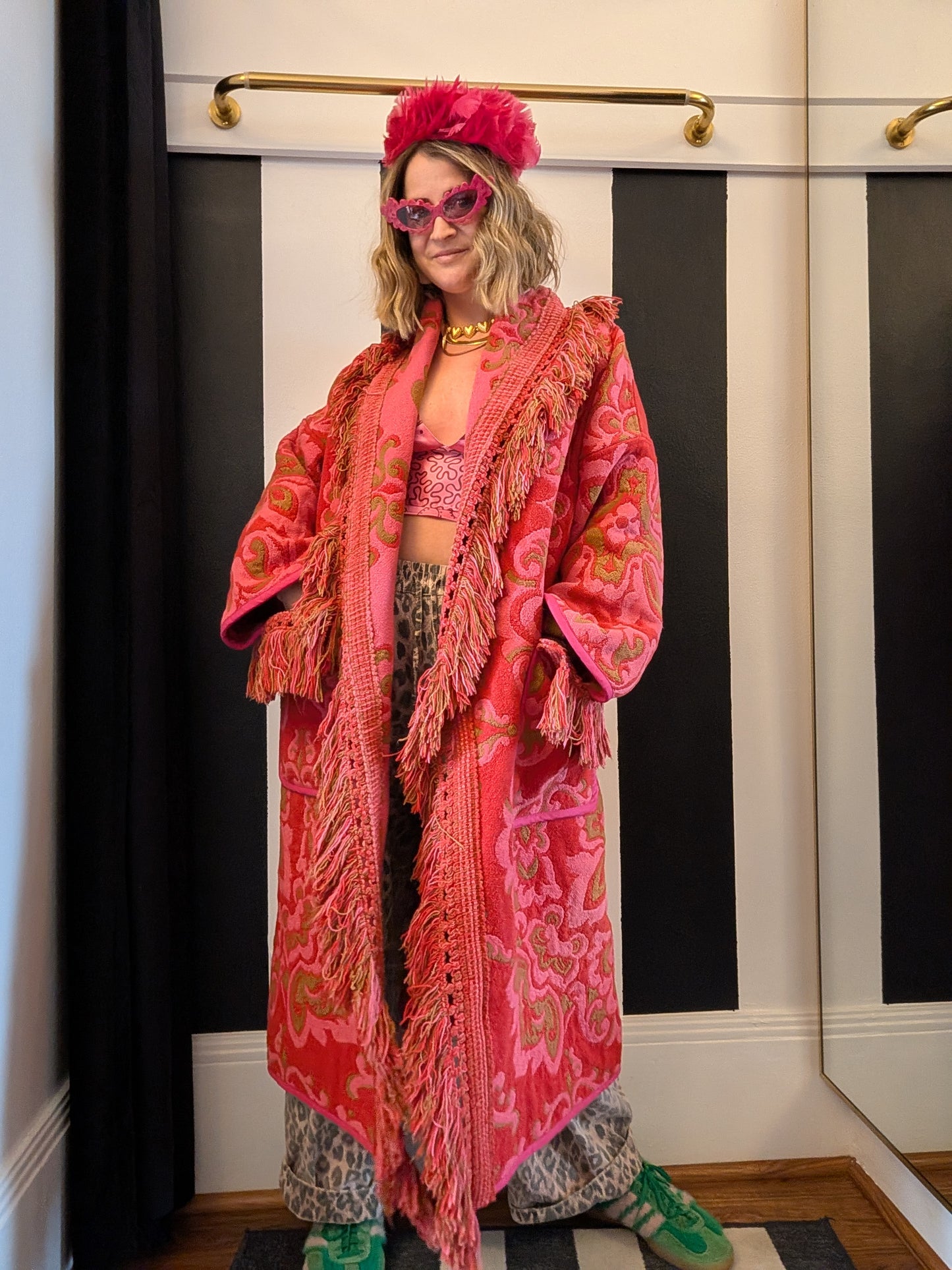 The Loretta Fringe Jacket | Light Pink & Khaki