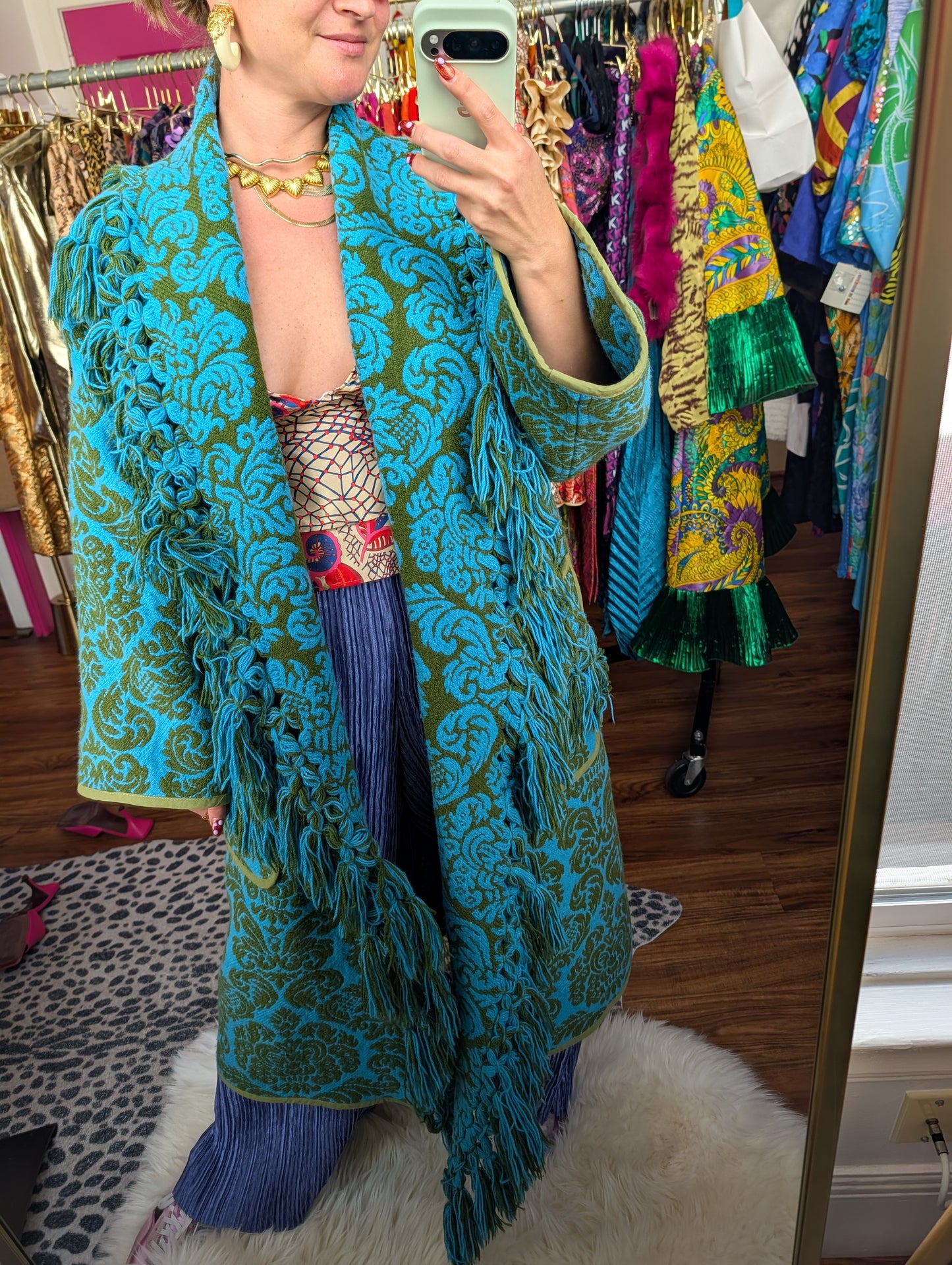 The Loretta Fringe Jacket | Turquoise & Olive