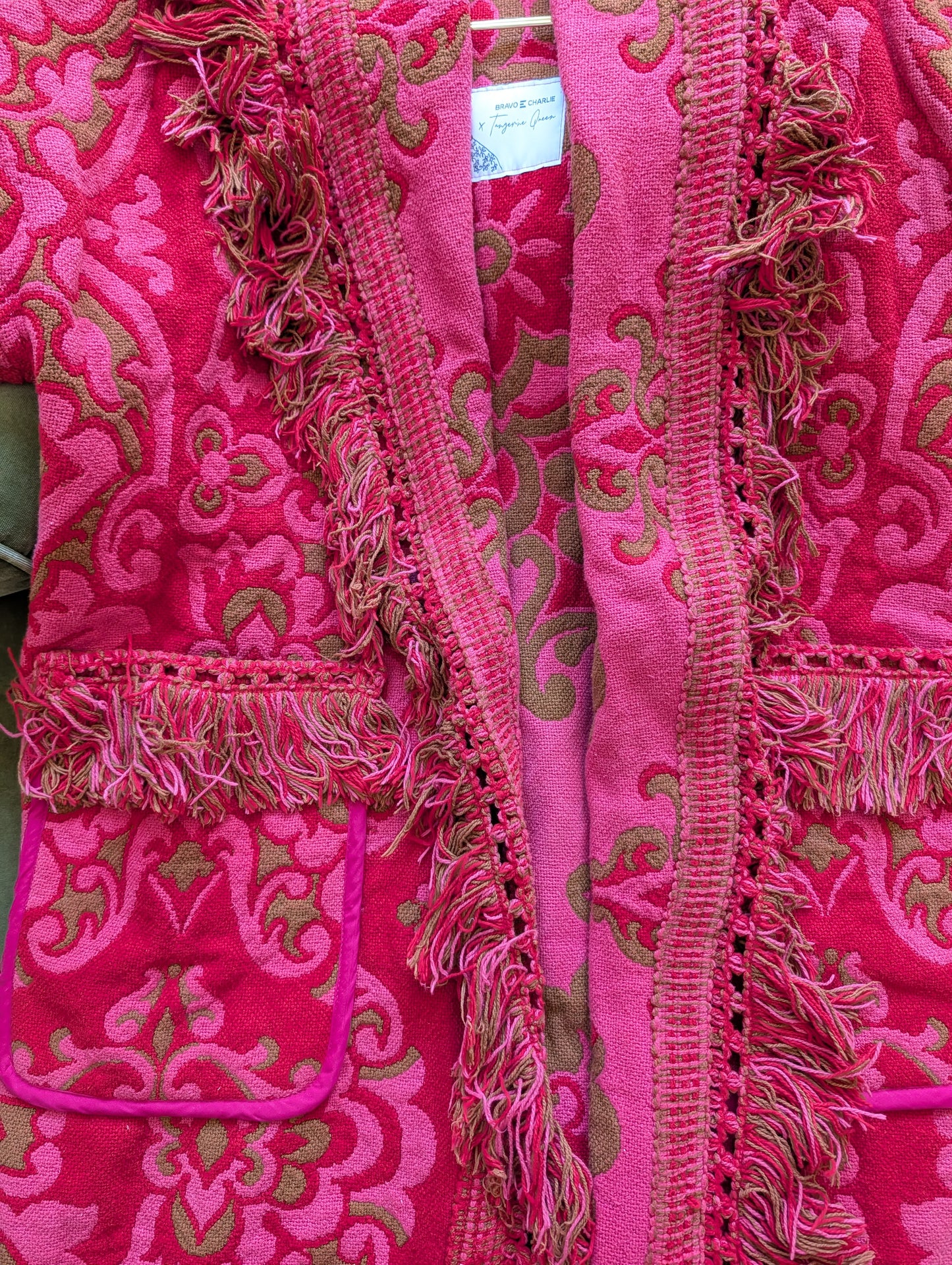 The Loretta Fringe Jacket | Light Pink & Khaki