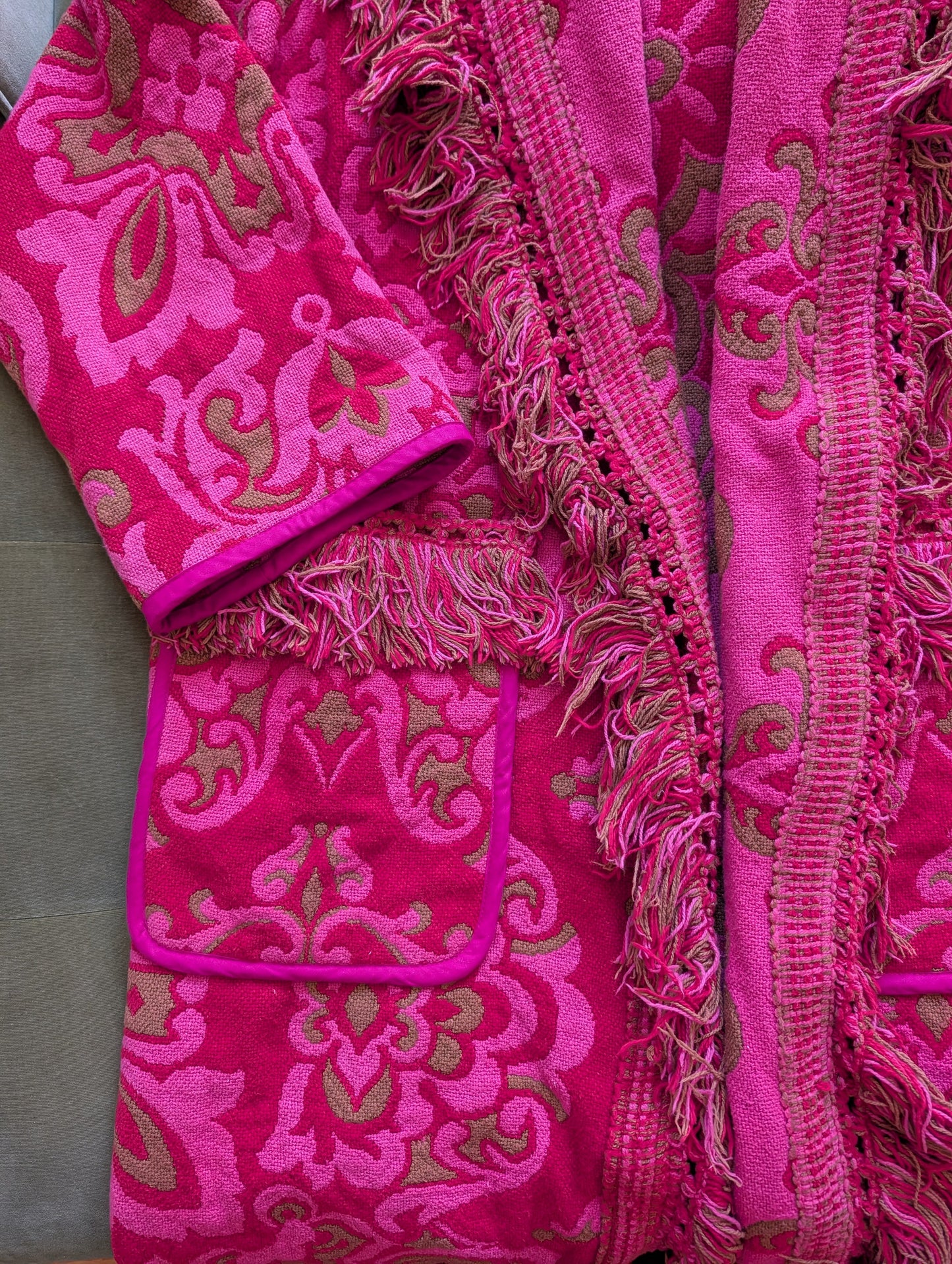 The Loretta Fringe Jacket | Light Pink & Khaki