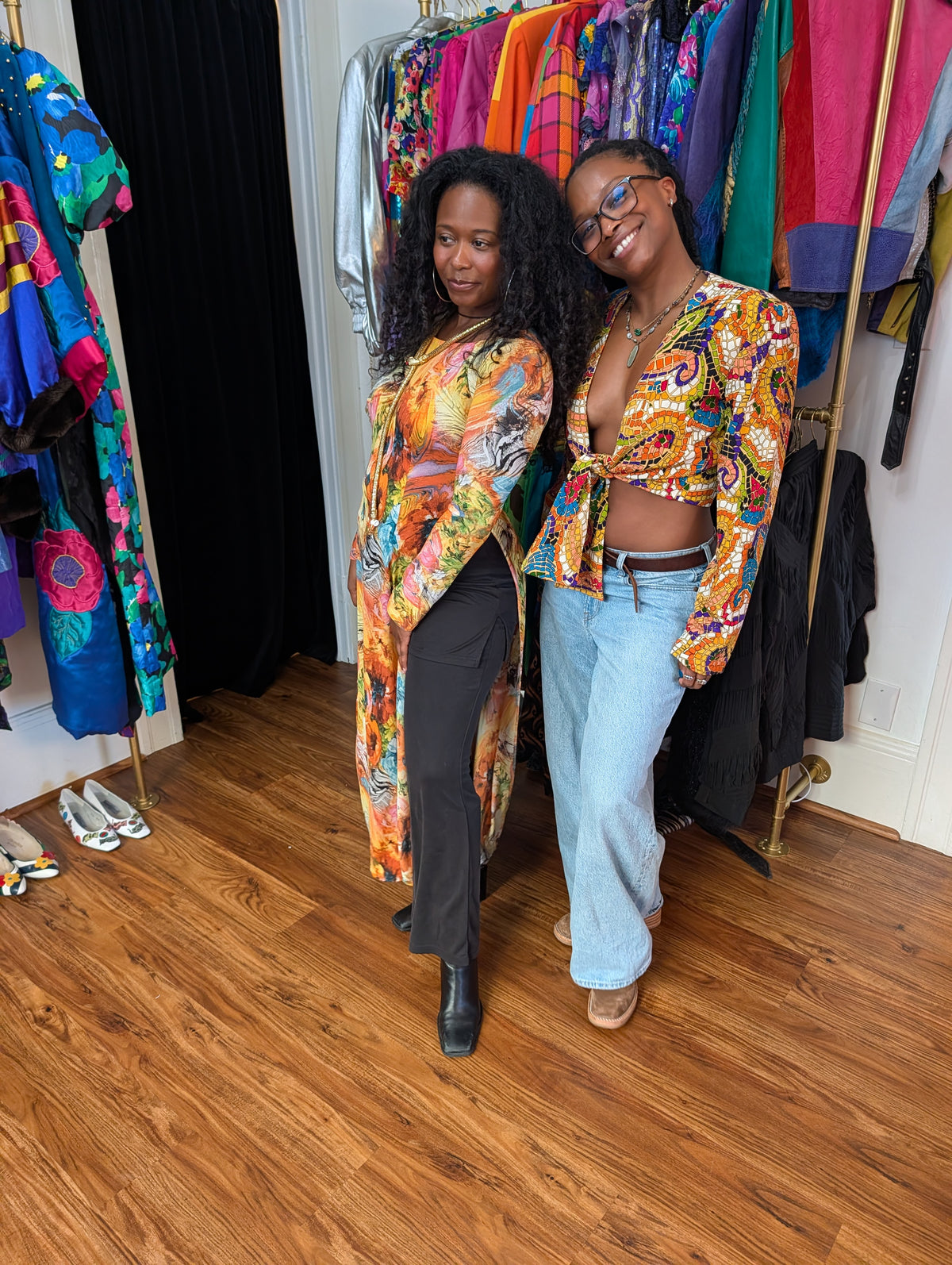 70s Multicolored Side-Slit Dress