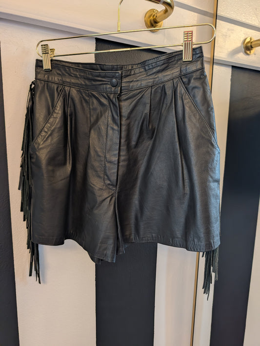 80s Fringe Leather Shorts