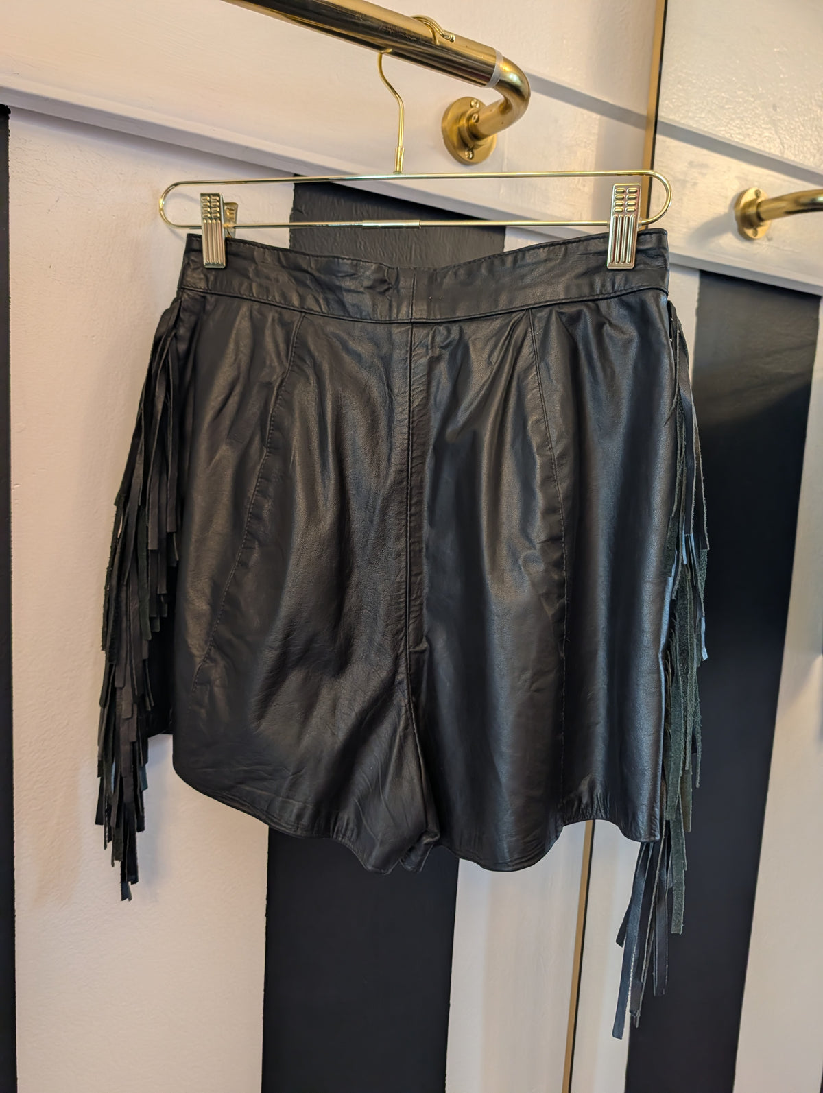 80s Fringe Leather Shorts