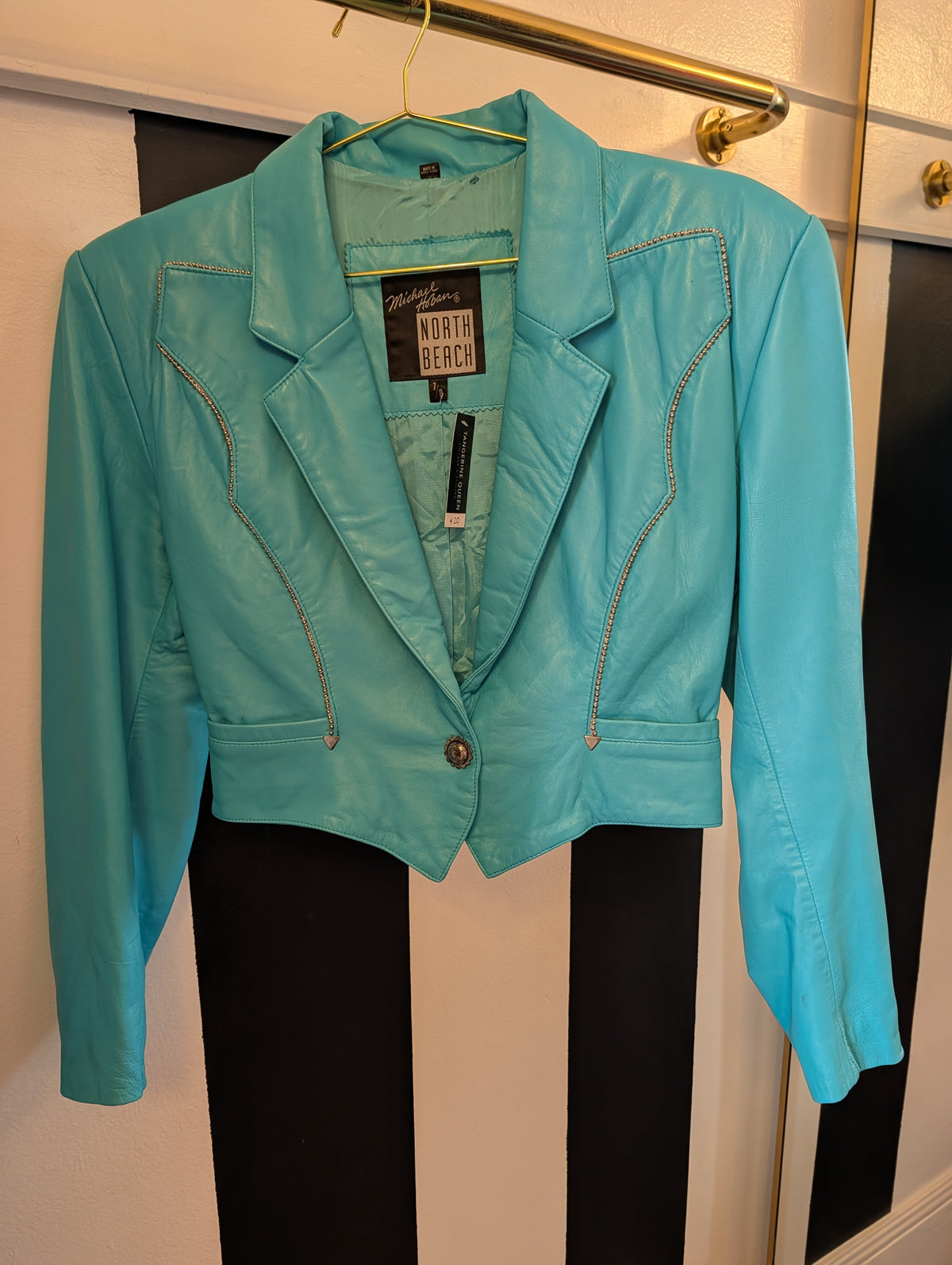 North Beach Leather Teal Leather Jacket