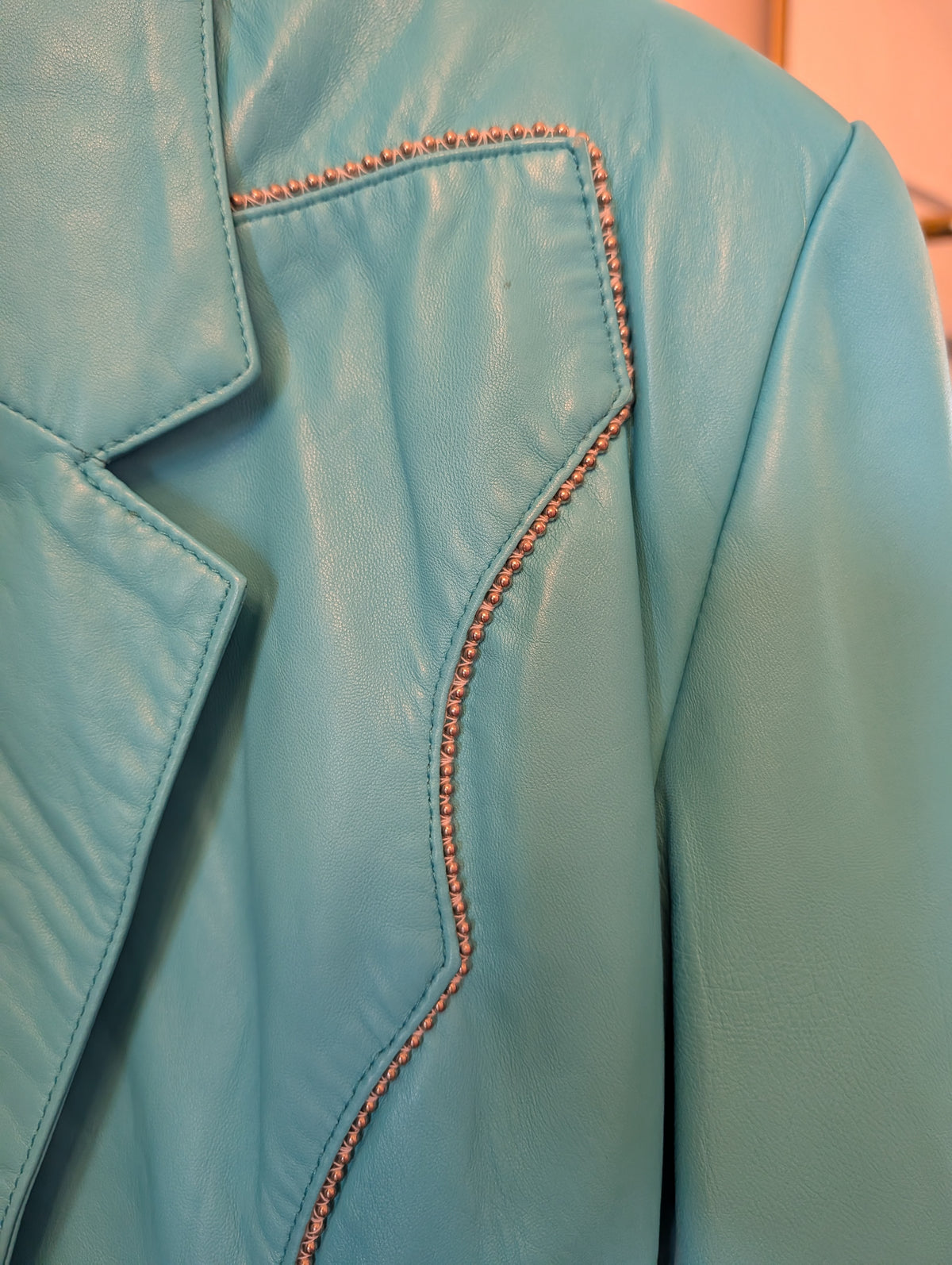 North Beach Leather Teal Leather Jacket