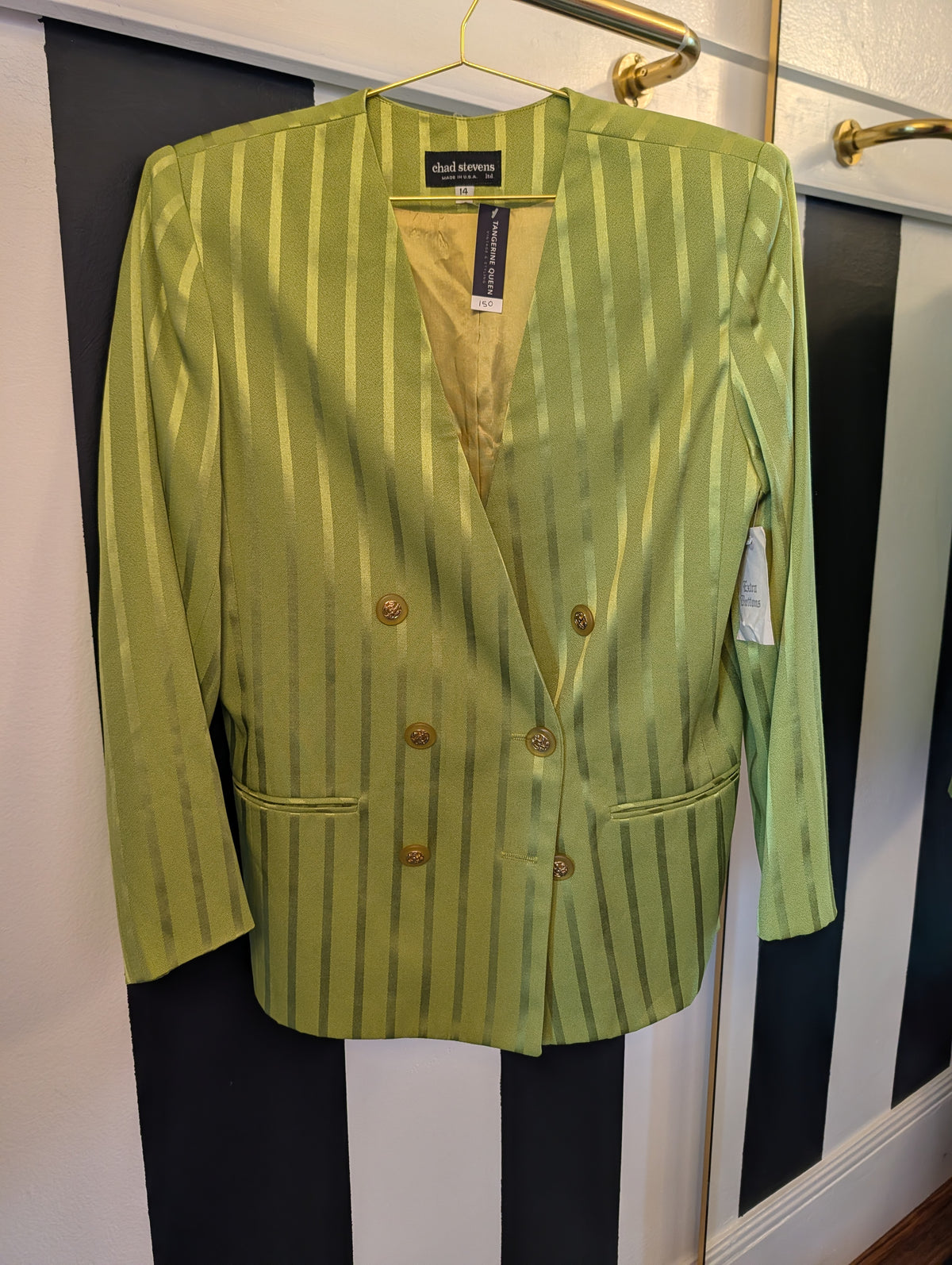 90s Chartreuse Striped Blazer