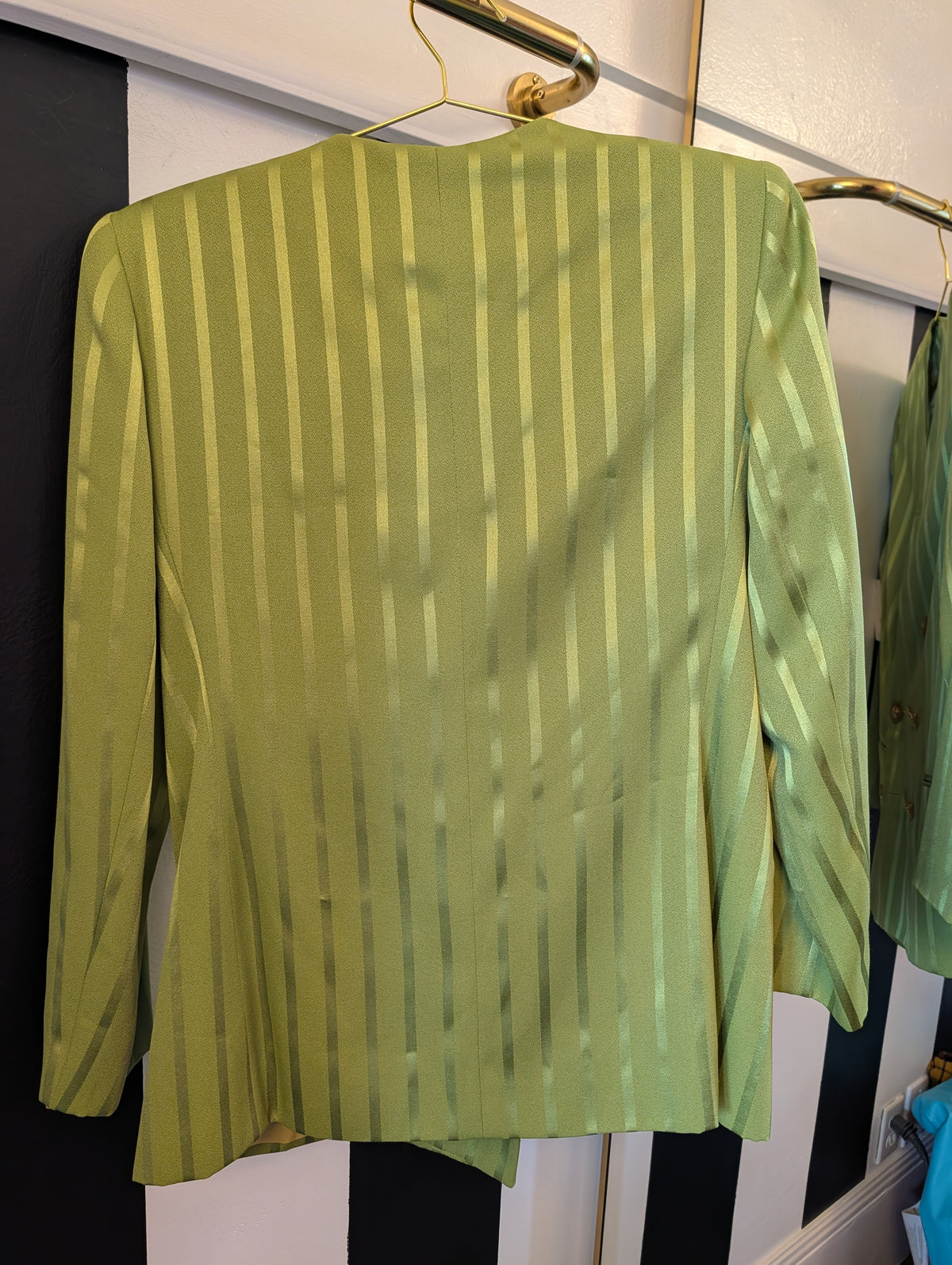 90s Chartreuse Striped Blazer