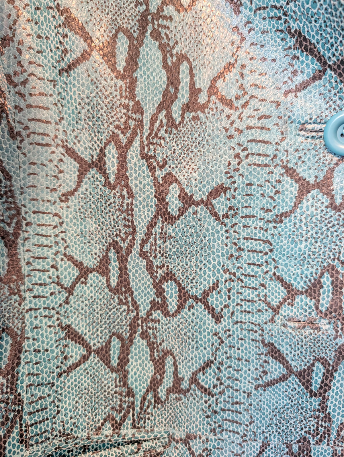 90s Blue Python Print Leather Blazer