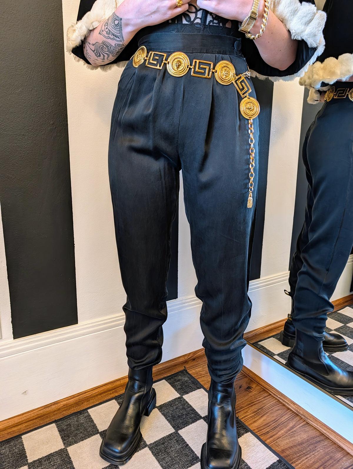 90s Silk High-Waisted Trouser Pant