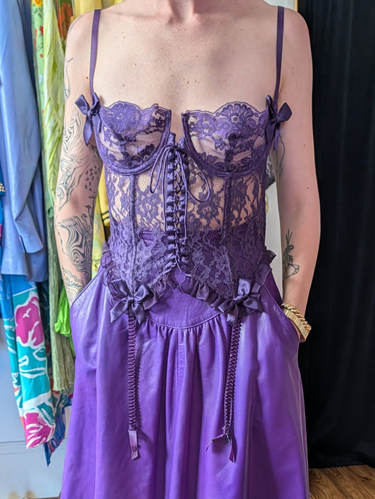 90s Victoria's Secret Gold Label Plum Lace Corset Top
