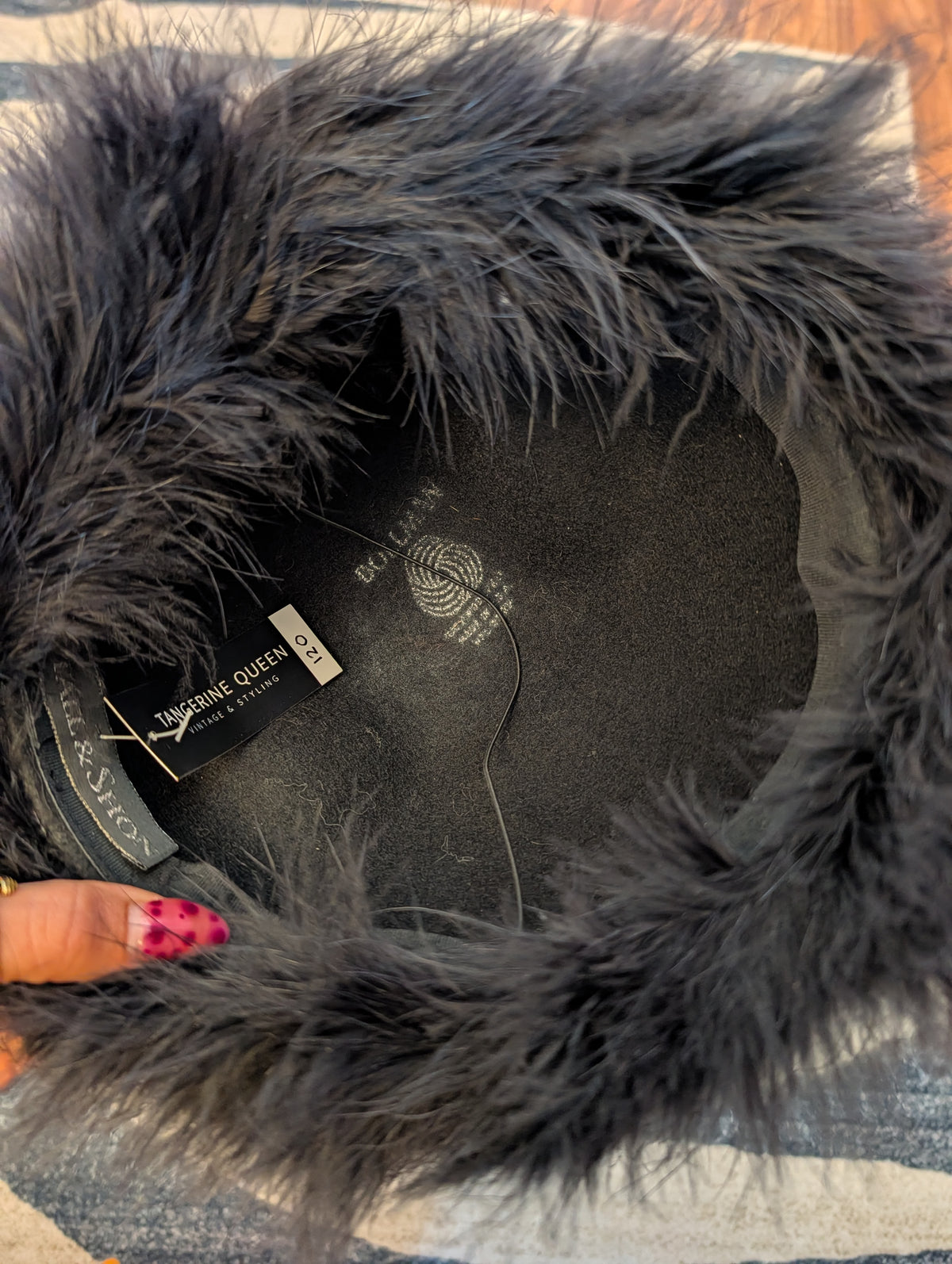 90s Feather & Rhinestone Wool Hat