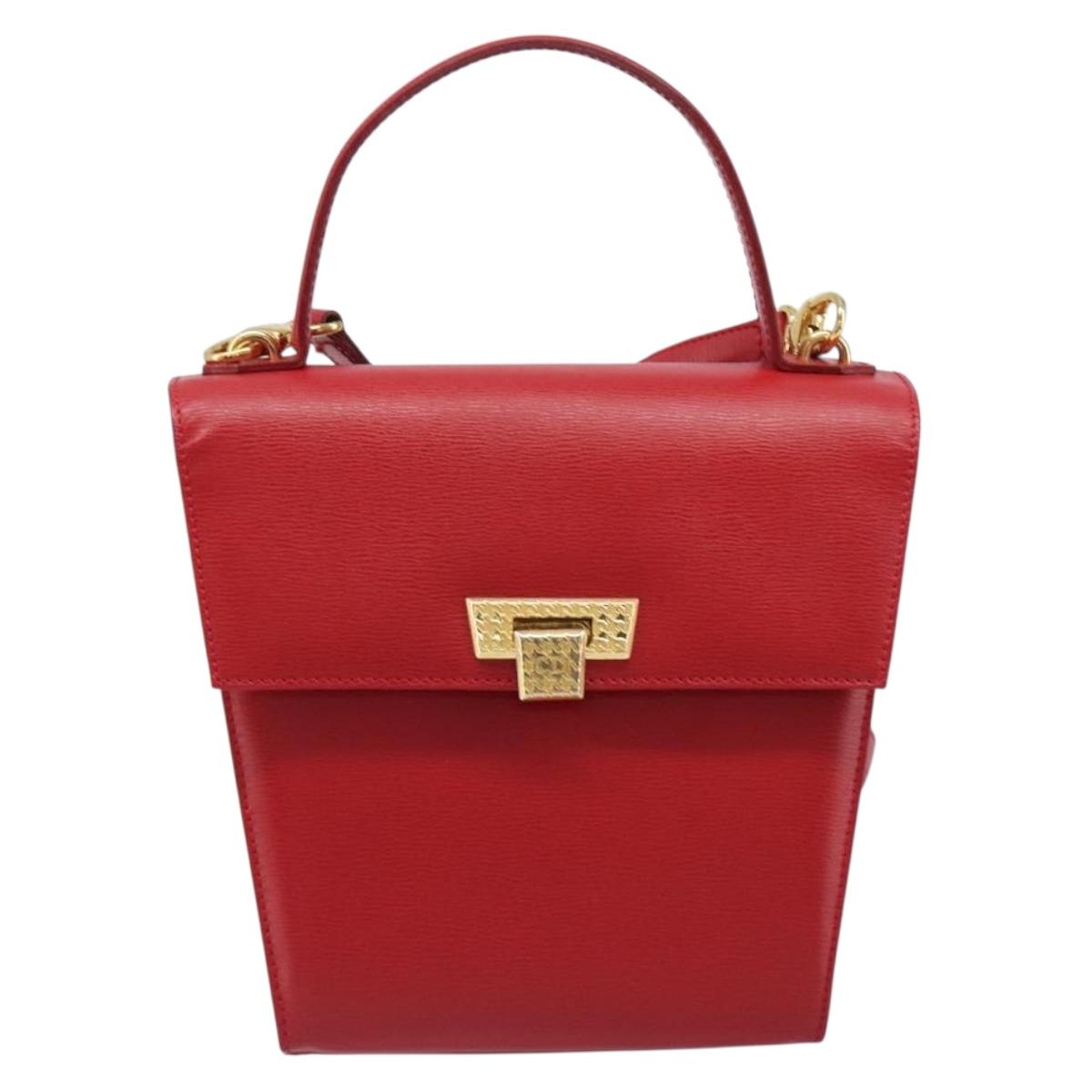 Vintage 80s/90s Christian Dior Red Leather 2-Way Handbag