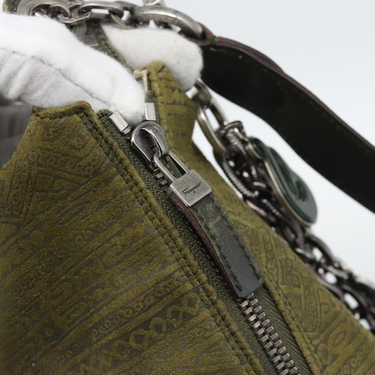 Vintage Y2K Salvatore Ferragamo Olive Suede Hobo Bag