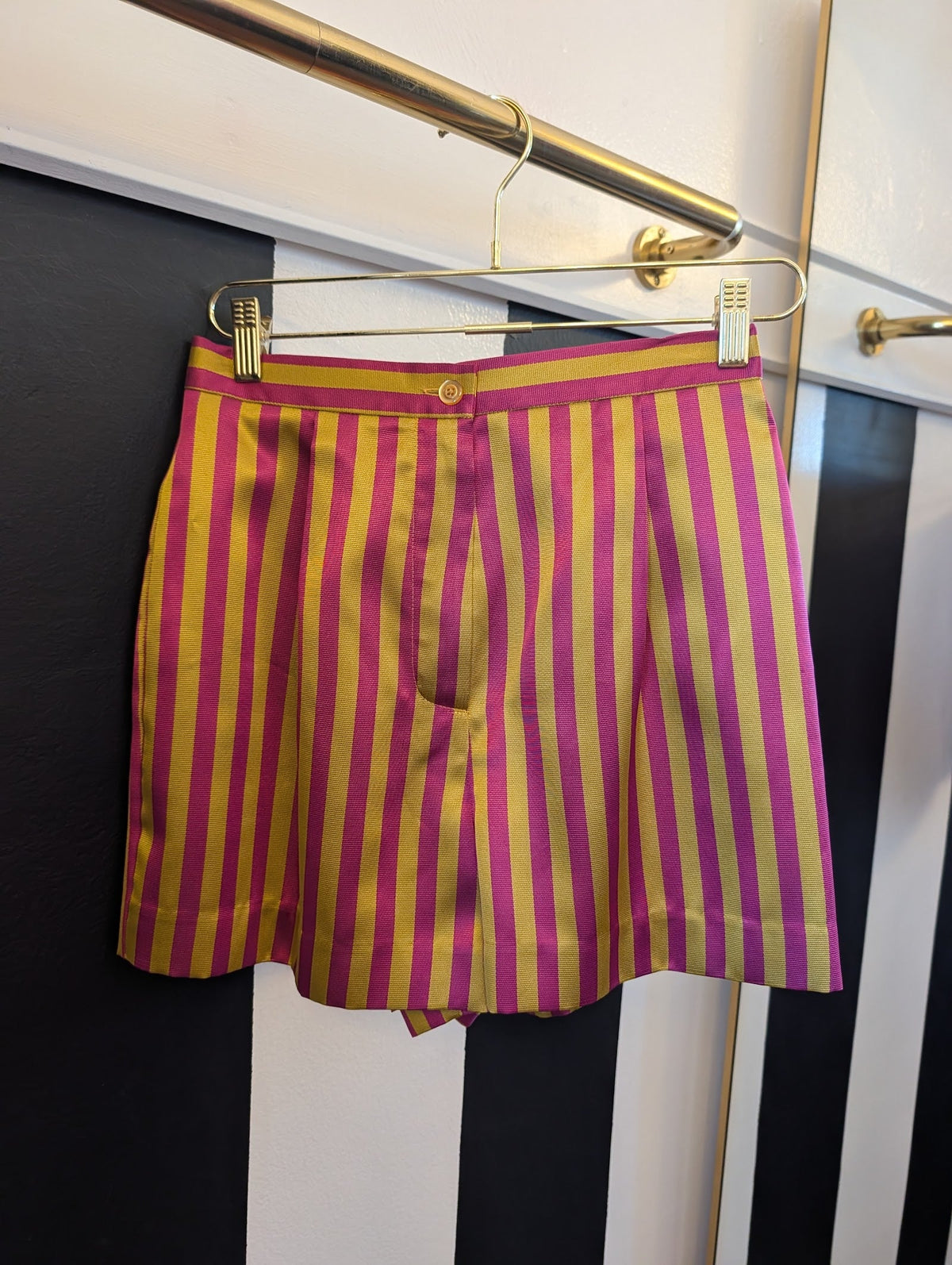 Pink and Mustard Striped Custom Shorts