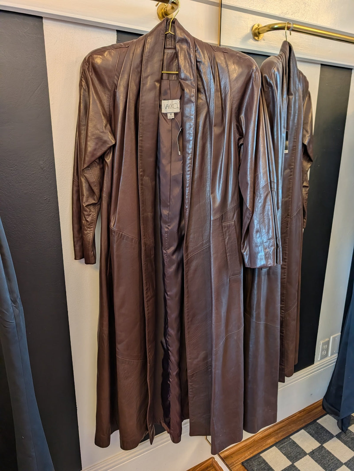 Chocolate Brown Leather Swing Coat