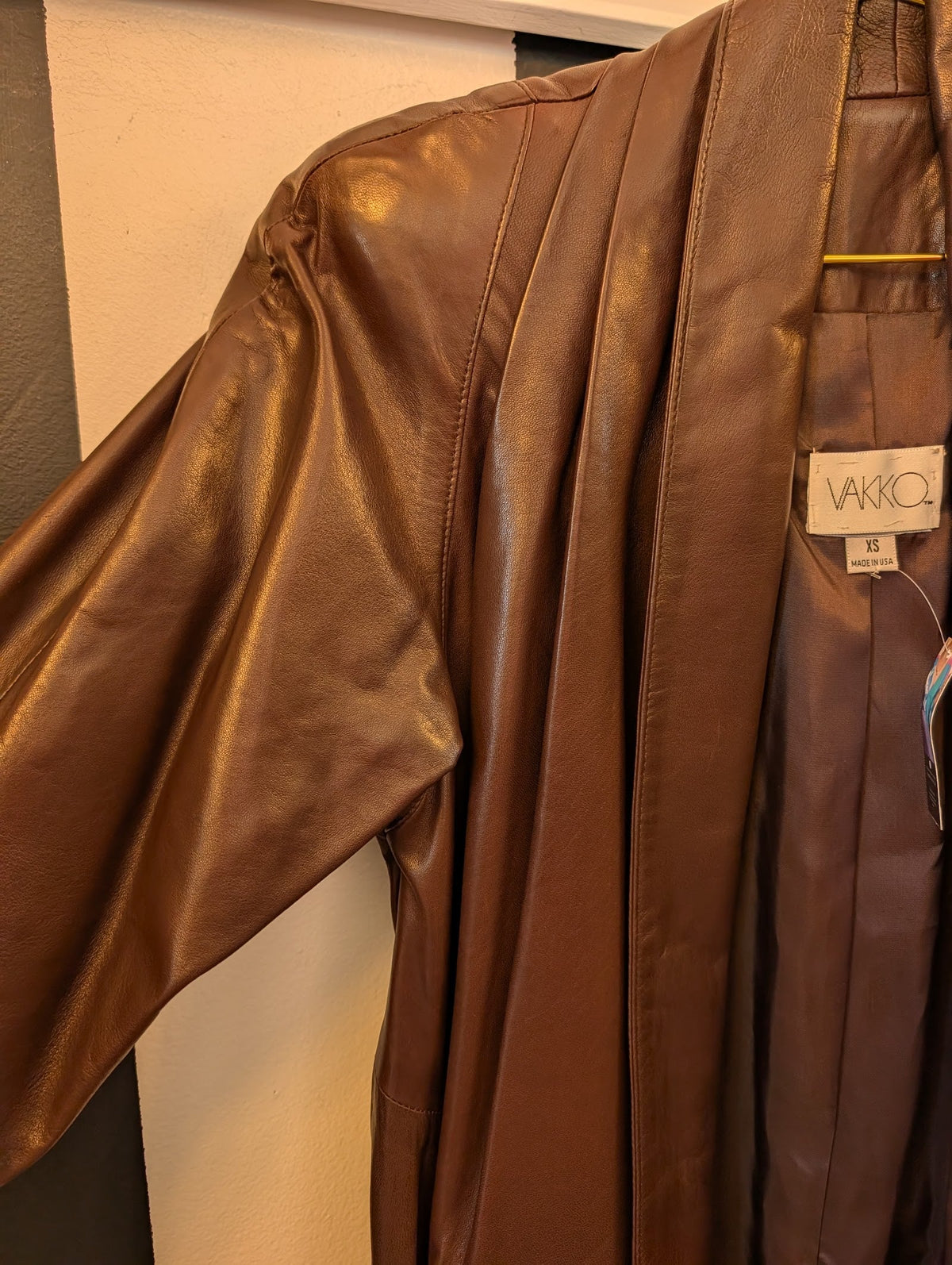 Chocolate Brown Leather Swing Coat